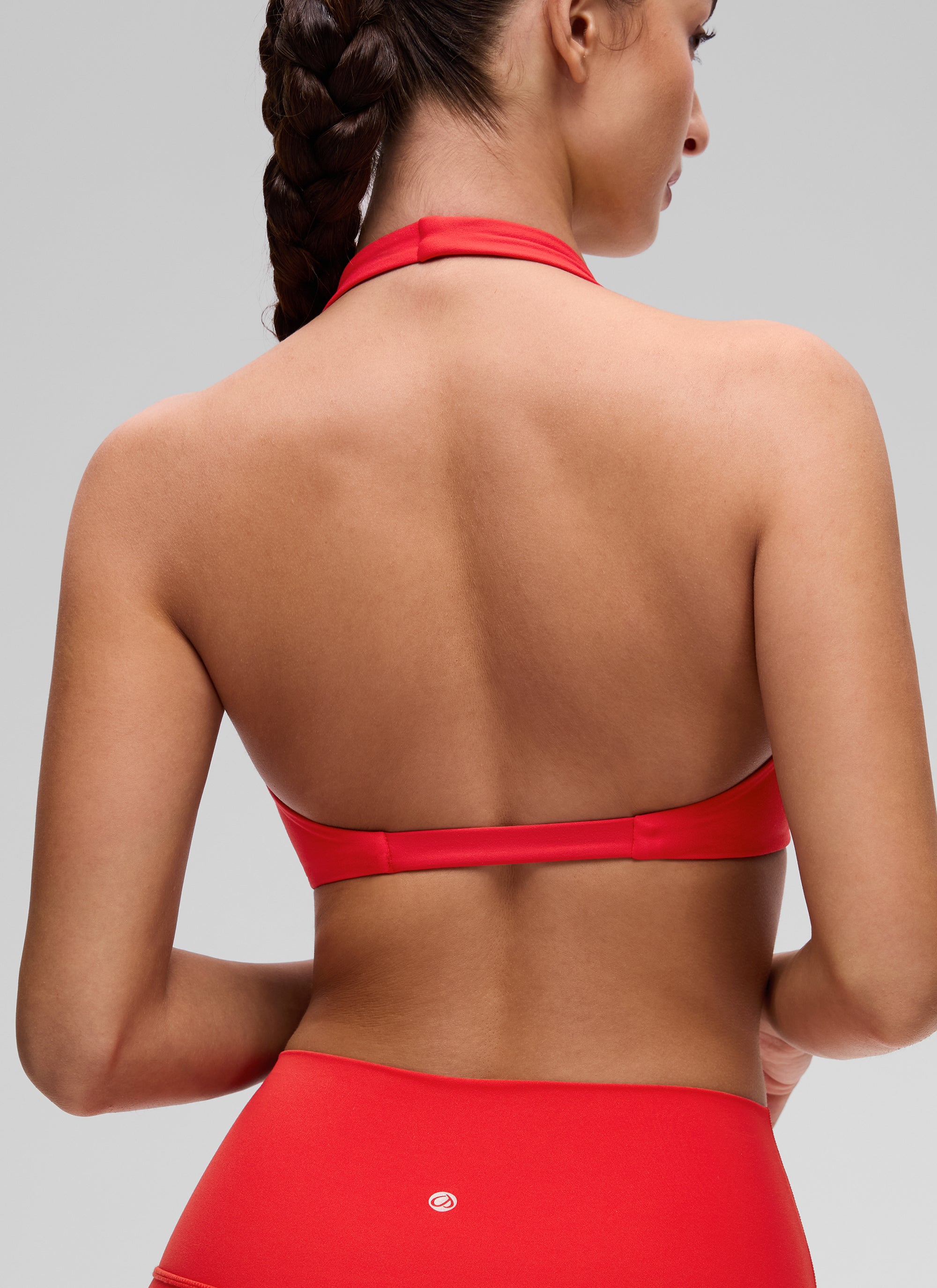 CRZ YOGA Sujetador de Yoga Butterluxe con Escote en V y Doble Capa Rojo Profundo