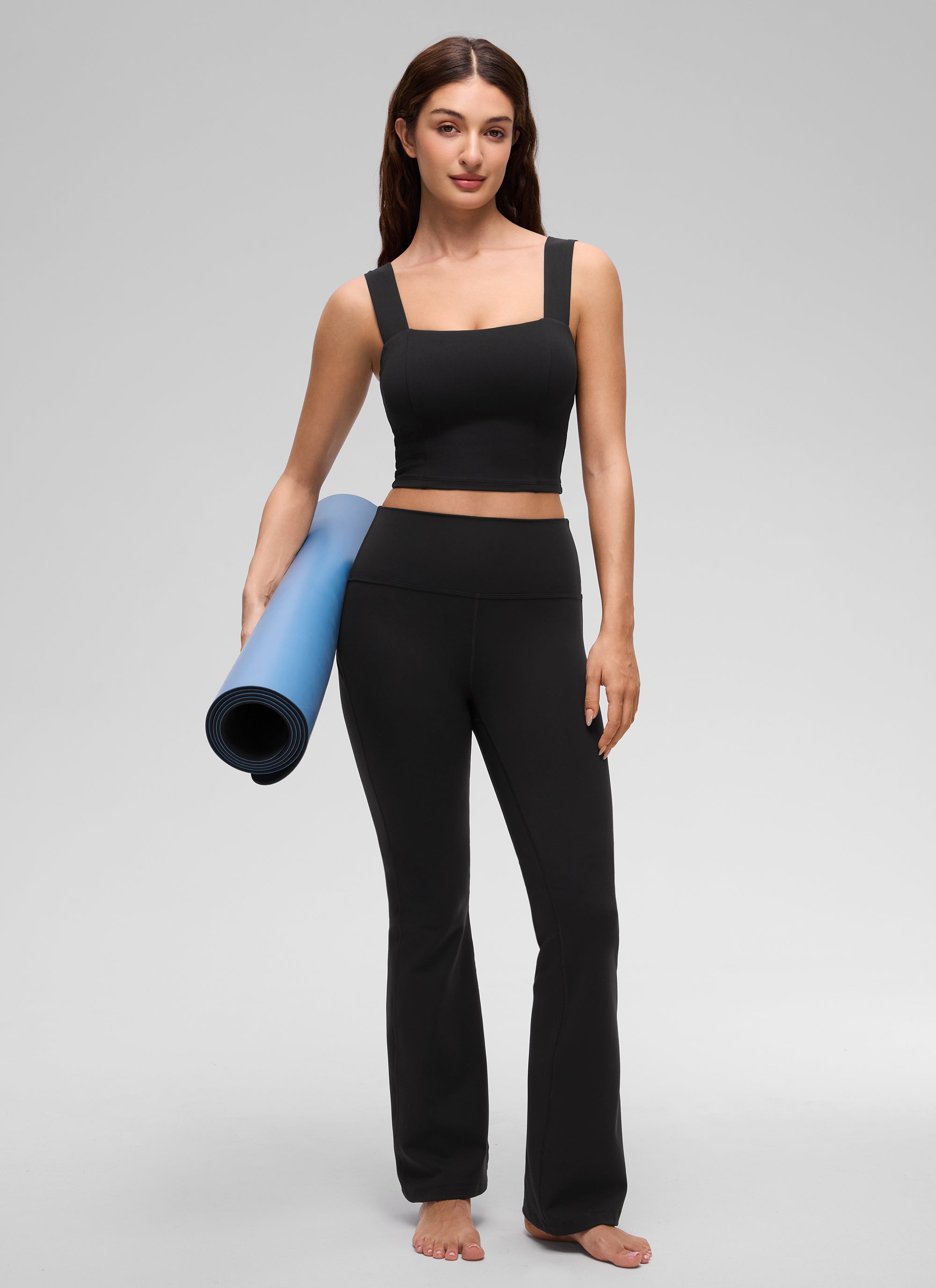 CRZ YOGA Mujer Butterluxe de Cuello Cuadrado y Sujetador Incorporado Negro