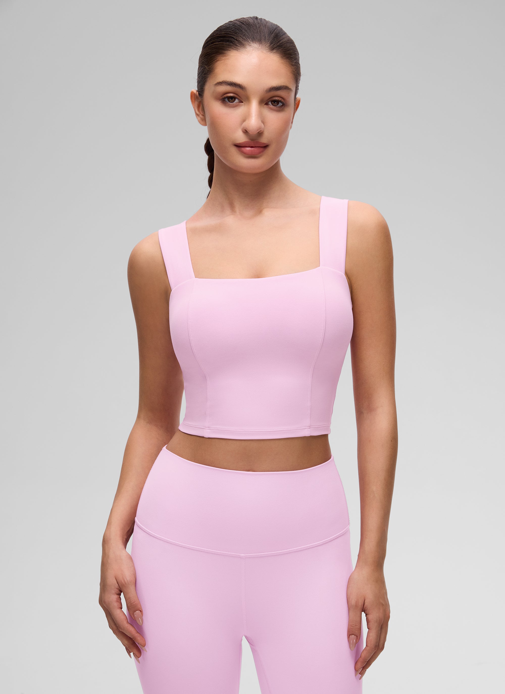 CRZ YOGA Mujer Butterluxe de Cuello Cuadrado y Sujetador Incorporado Vita Rosa