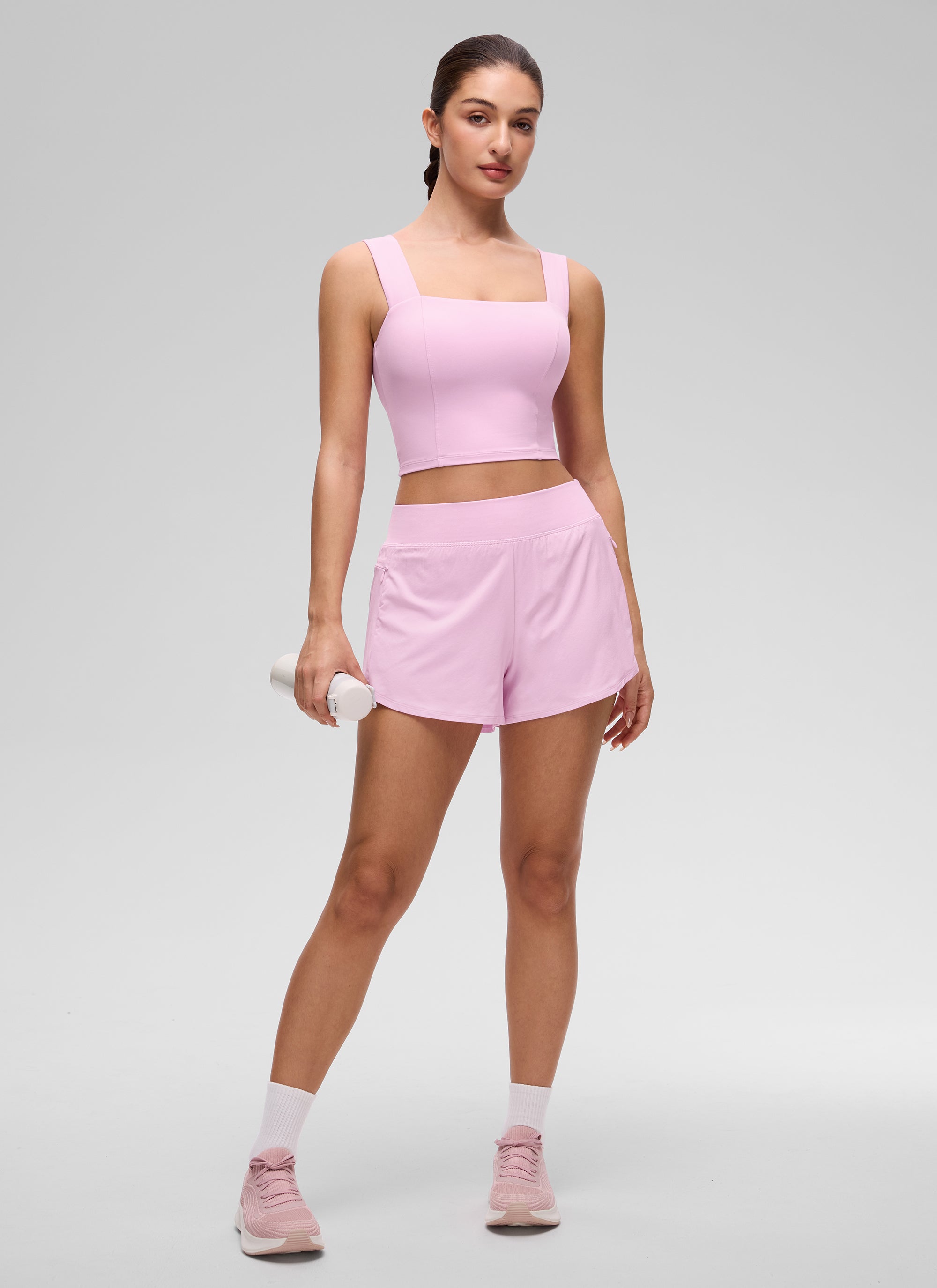 CRZ YOGA Mujer Butterluxe de Cuello Cuadrado y Sujetador Incorporado Vita Rosa