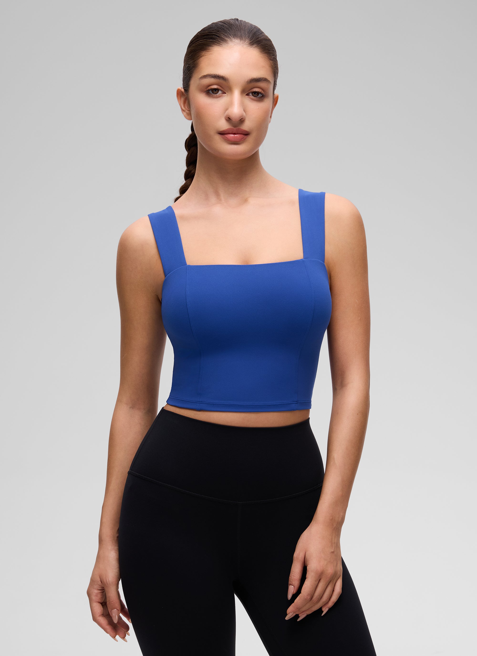 CRZ YOGA Mujer Butterluxe de Cuello Cuadrado y Sujetador Incorporado Azul Ondulante