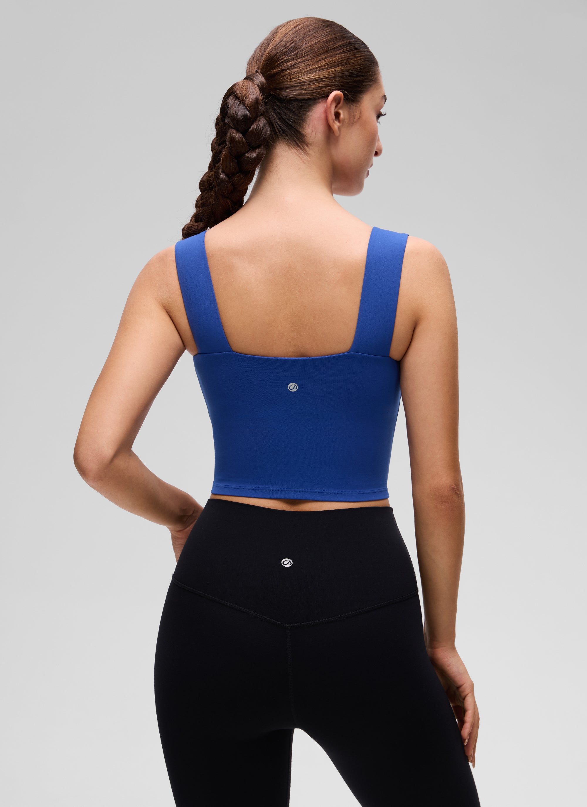 CRZ YOGA Mujer Butterluxe de Cuello Cuadrado y Sujetador Incorporado Azul Ondulante