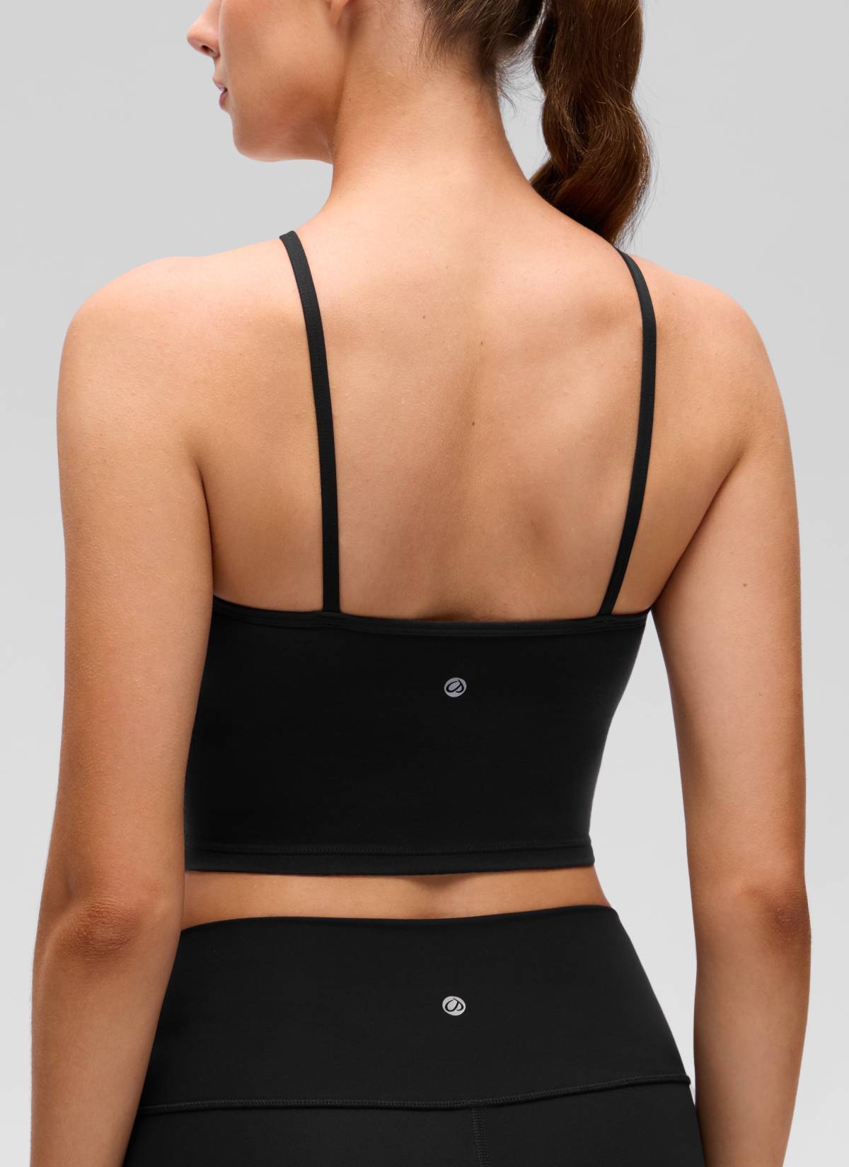CRZ YOGA Women's Butterluxe Sujetador Incorporado de Halter Cruzado Negro