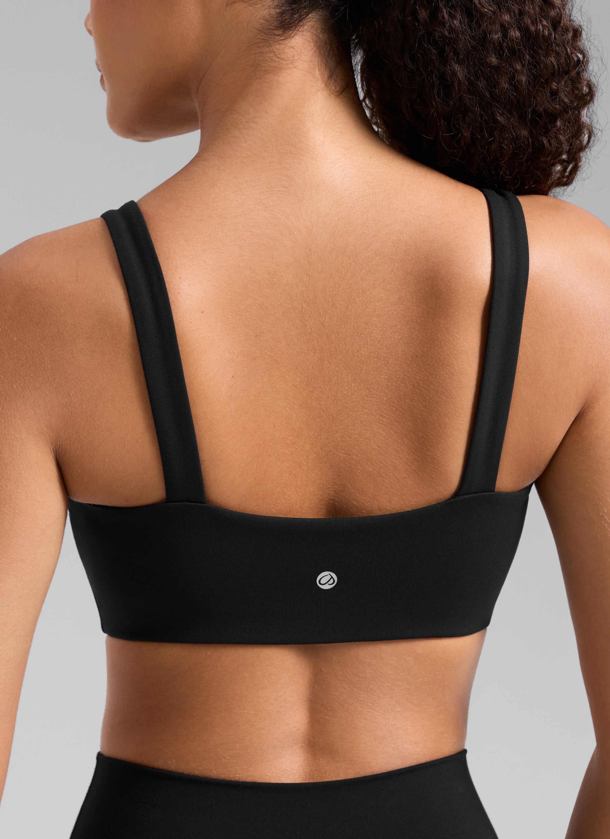 CRZ YOGA Women's Butterlift Sujetador Deportivo de Cuello Cuadrado Negro