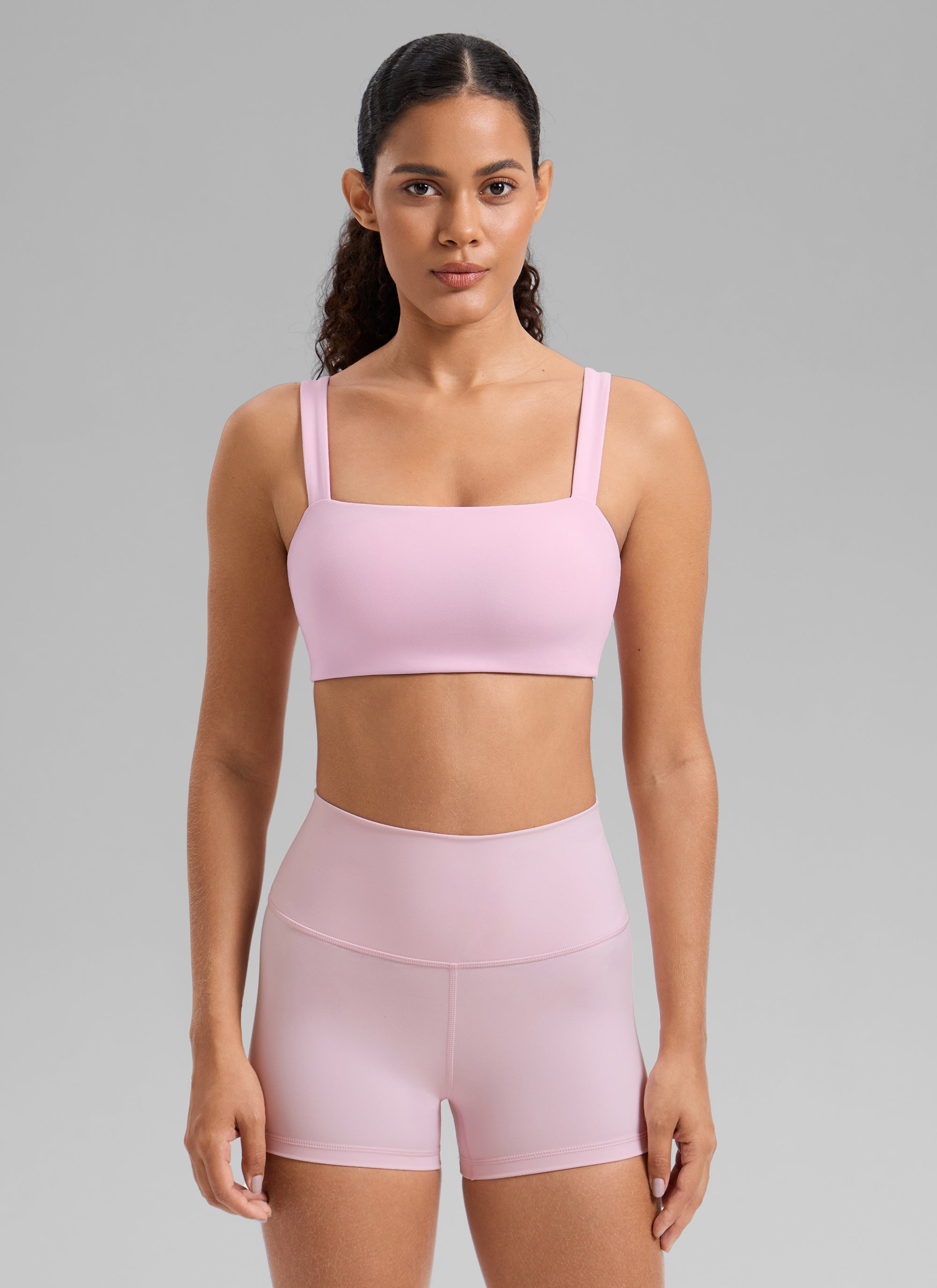 CRZ YOGA Women's Butterlift Sujetador Deportivo de Cuello Cuadrado Milk Pink
