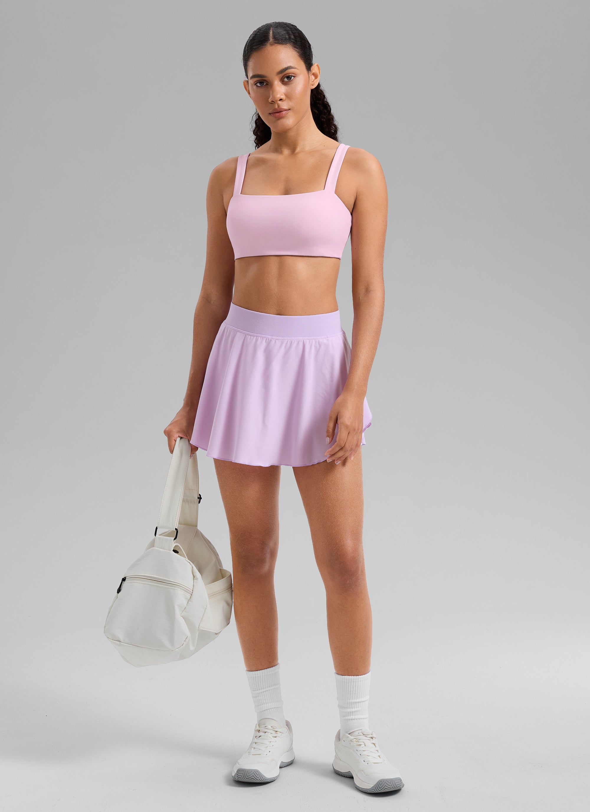 CRZ YOGA Women's Butterlift Sujetador Deportivo de Cuello Cuadrado Milk Pink