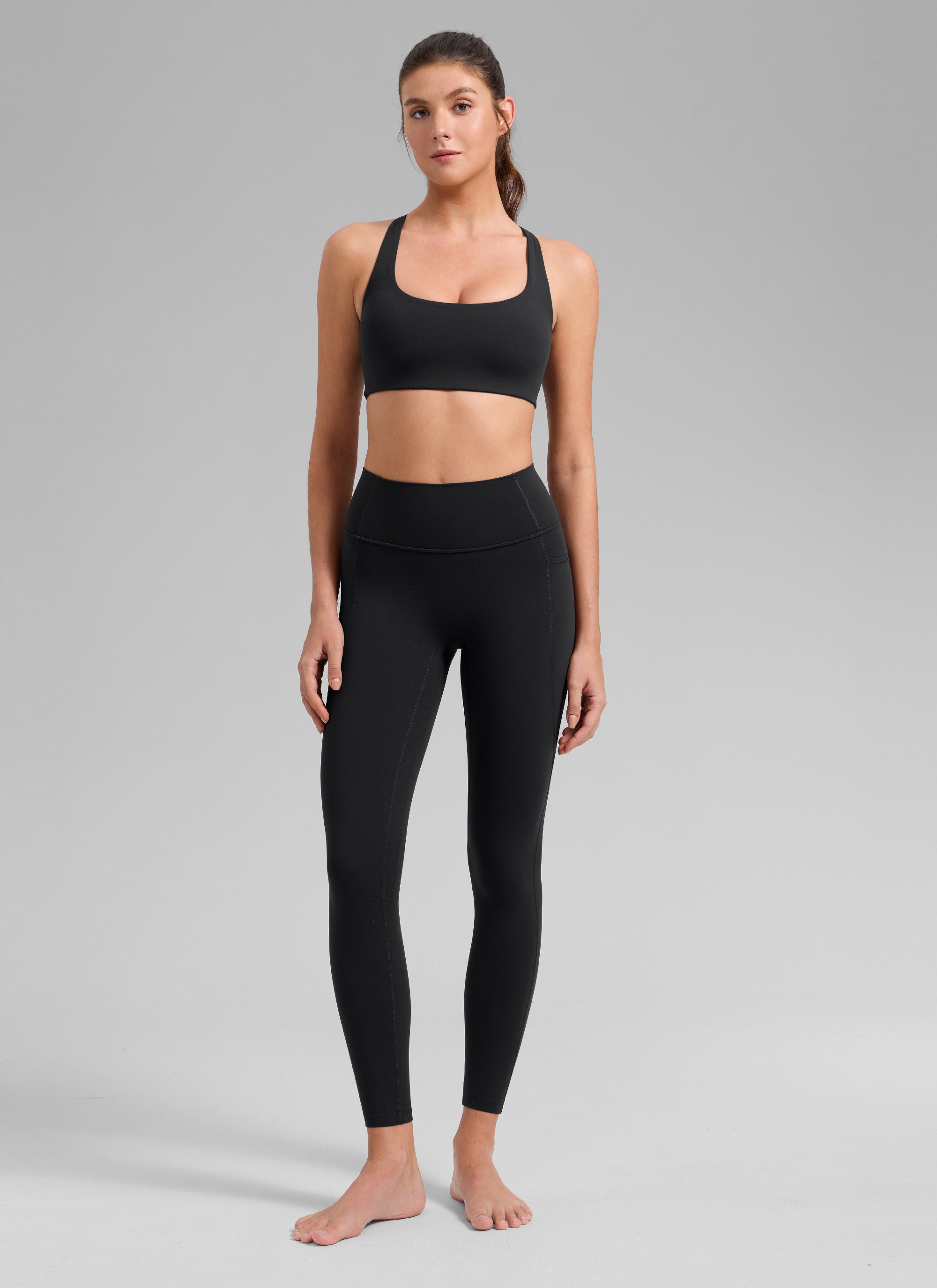 CRZ YOGA Sujetador Butterlift Cross Back con Bra Incorporado Negro