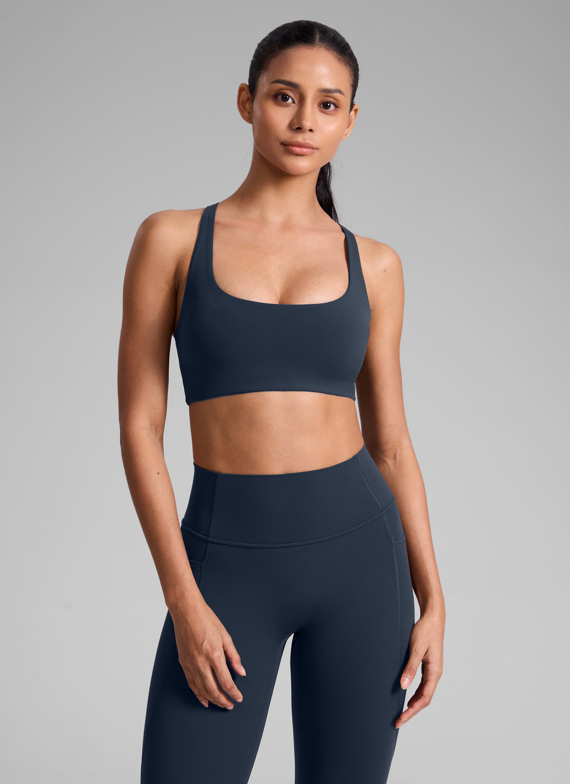 CRZ YOGA Sujetador Butterlift Cross Back con Bra Incorporado Azul twilight