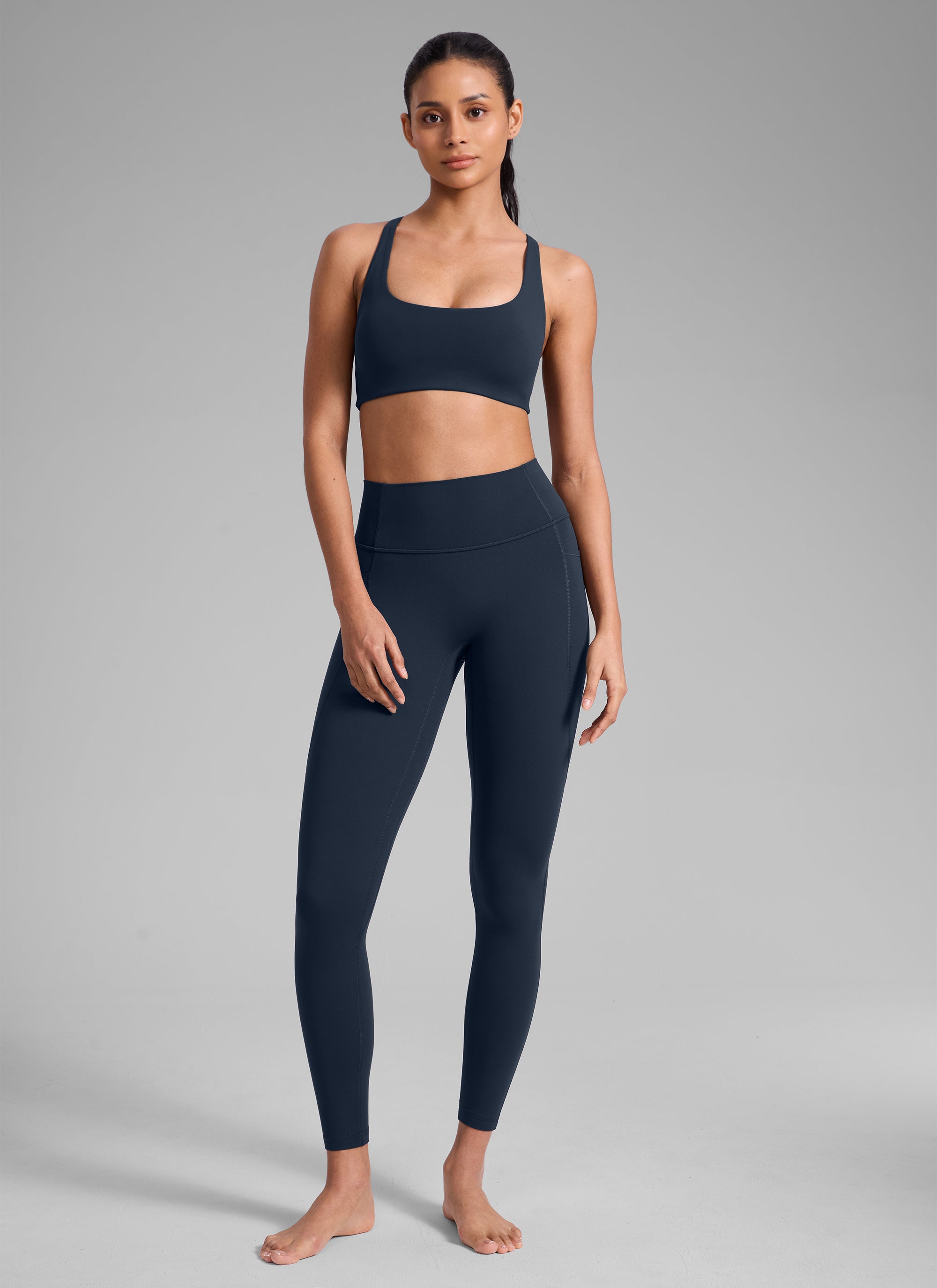 CRZ YOGA Sujetador Butterlift Cross Back con Bra Incorporado Azul twilight