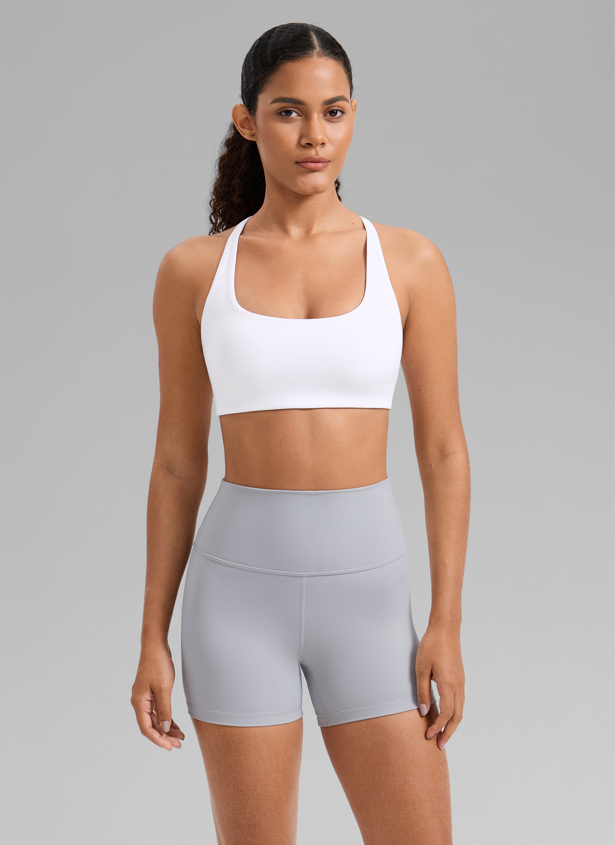 CRZ YOGA Sujetador Butterlift Cross Back con Bra Incorporado blanco