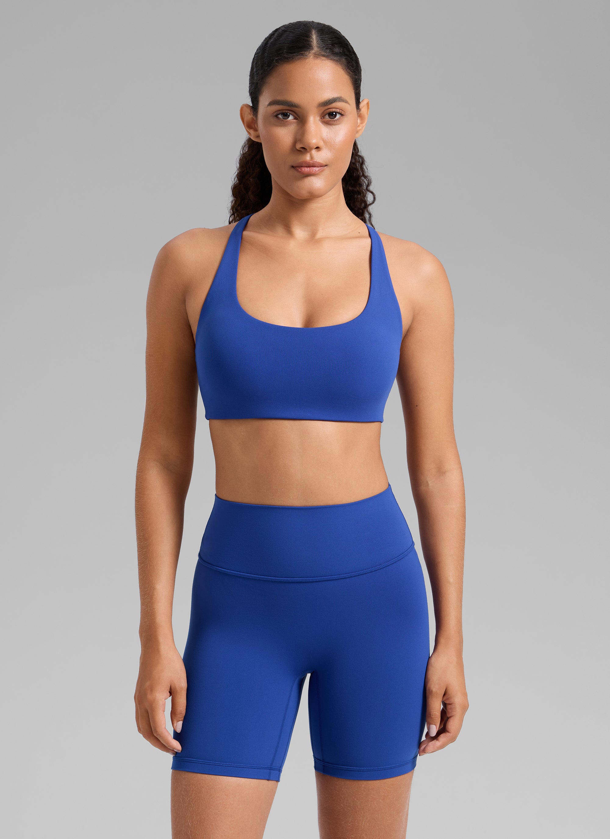 CRZ YOGA Sujetador Butterlift Cross Back con Bra Incorporado Azul Ondulante
