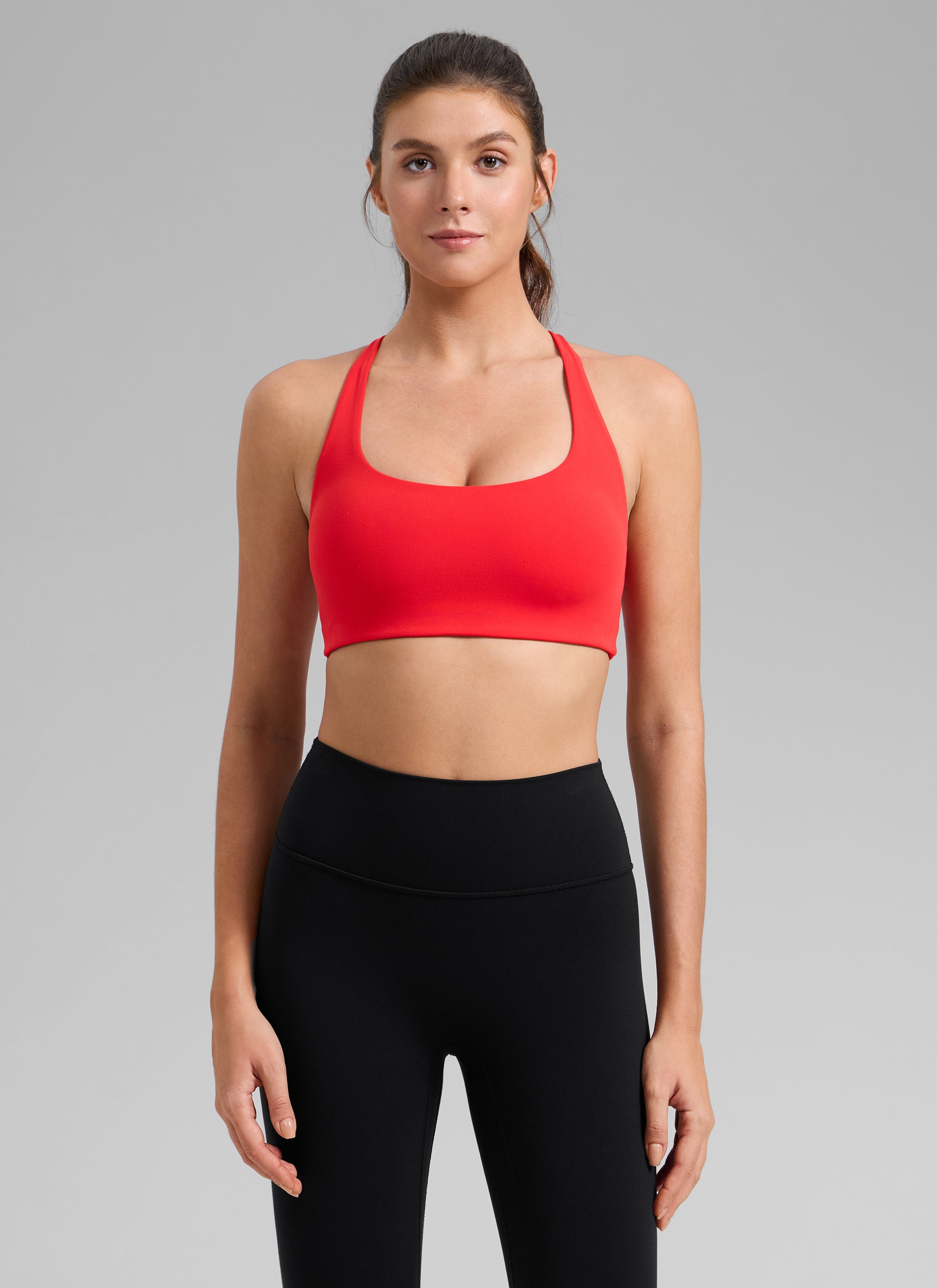 CRZ YOGA Sujetador Butterlift Cross Back con Bra Incorporado Rojo Profundo