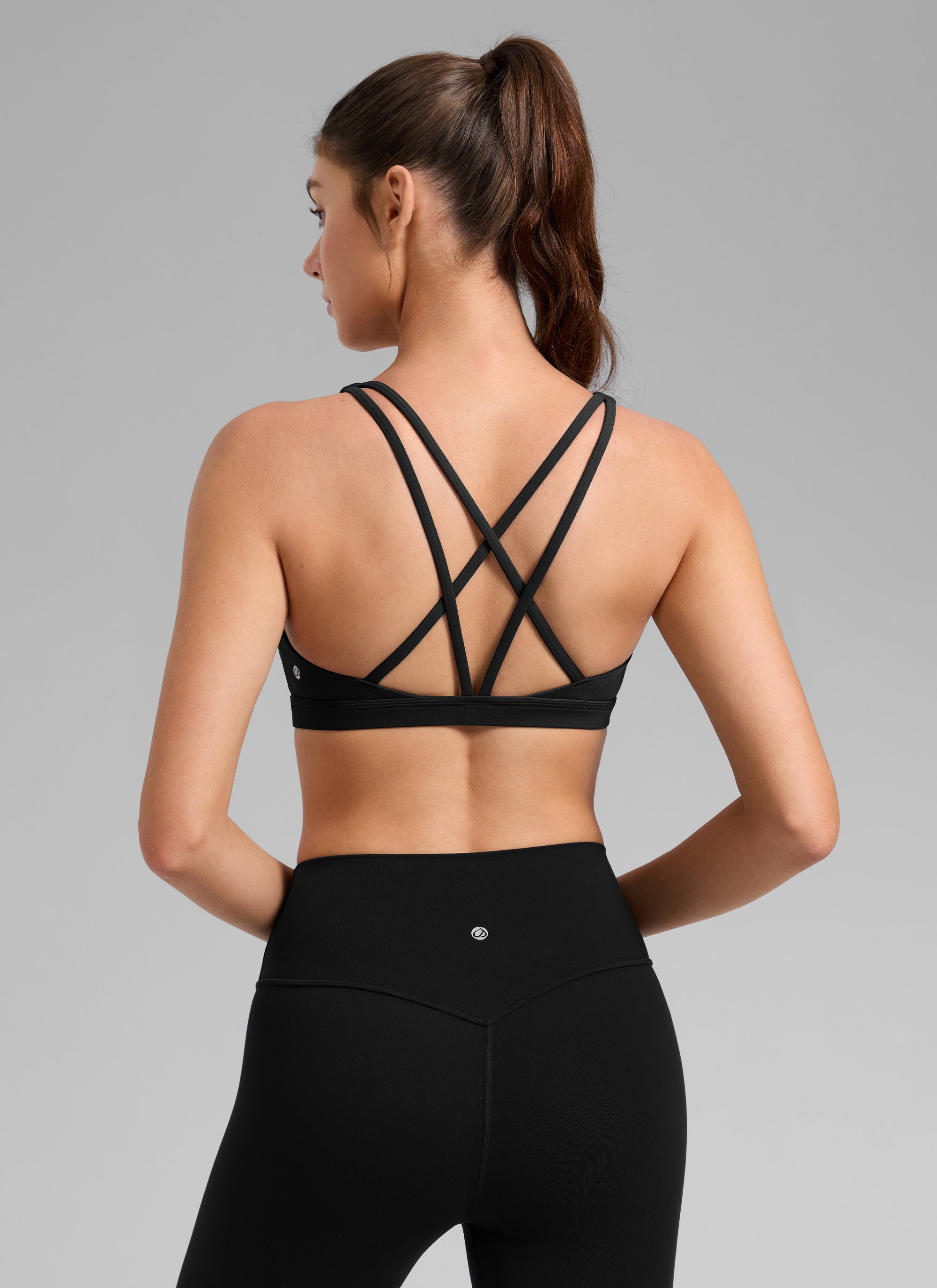 CRZ YOGA Sujetador Deportivo U-Cut con Espalda Cruzada para Mujer Negro