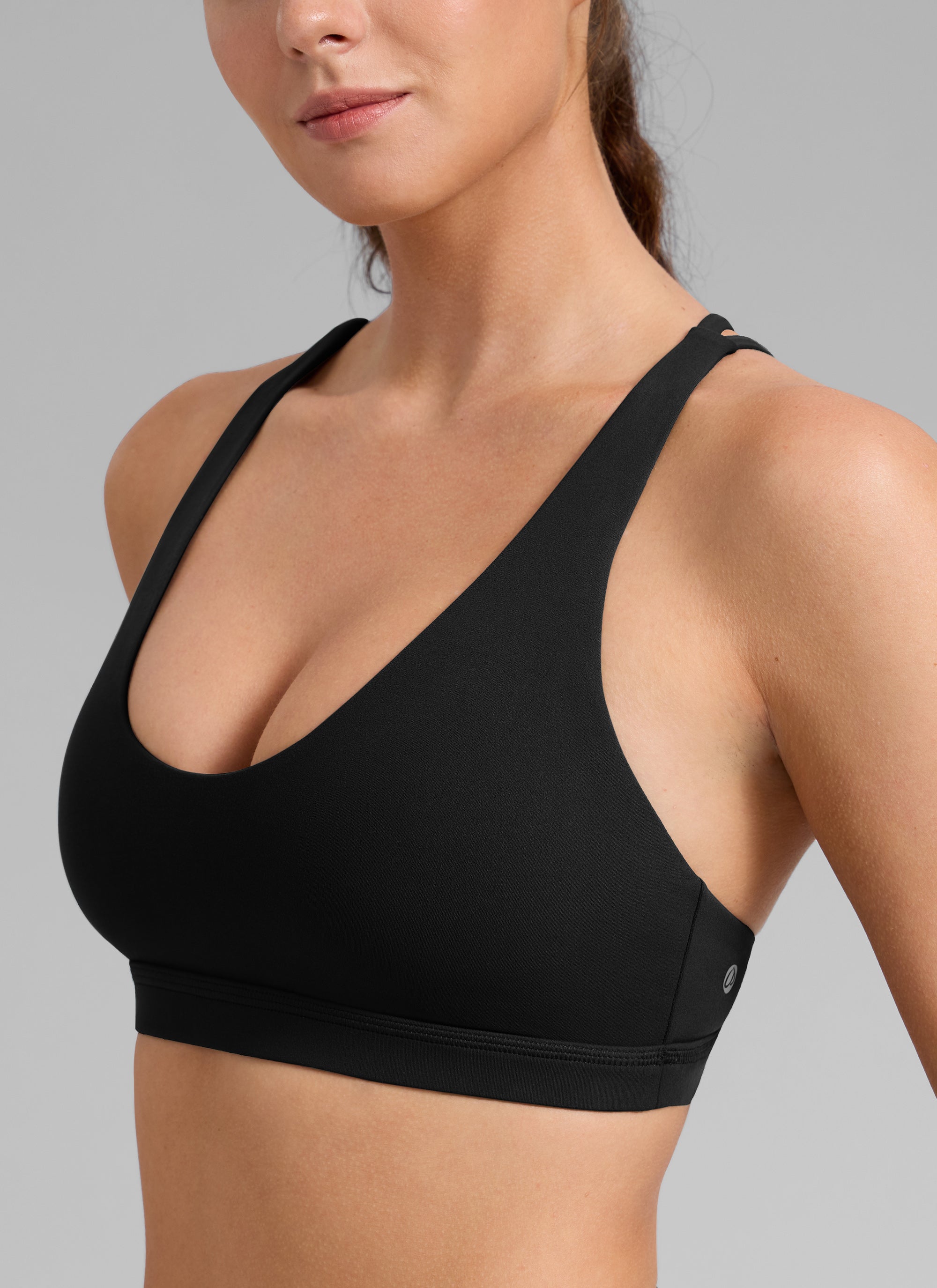 CRZ YOGA Sujetador Deportivo U-Cut con Espalda Cruzada para Mujer Negro