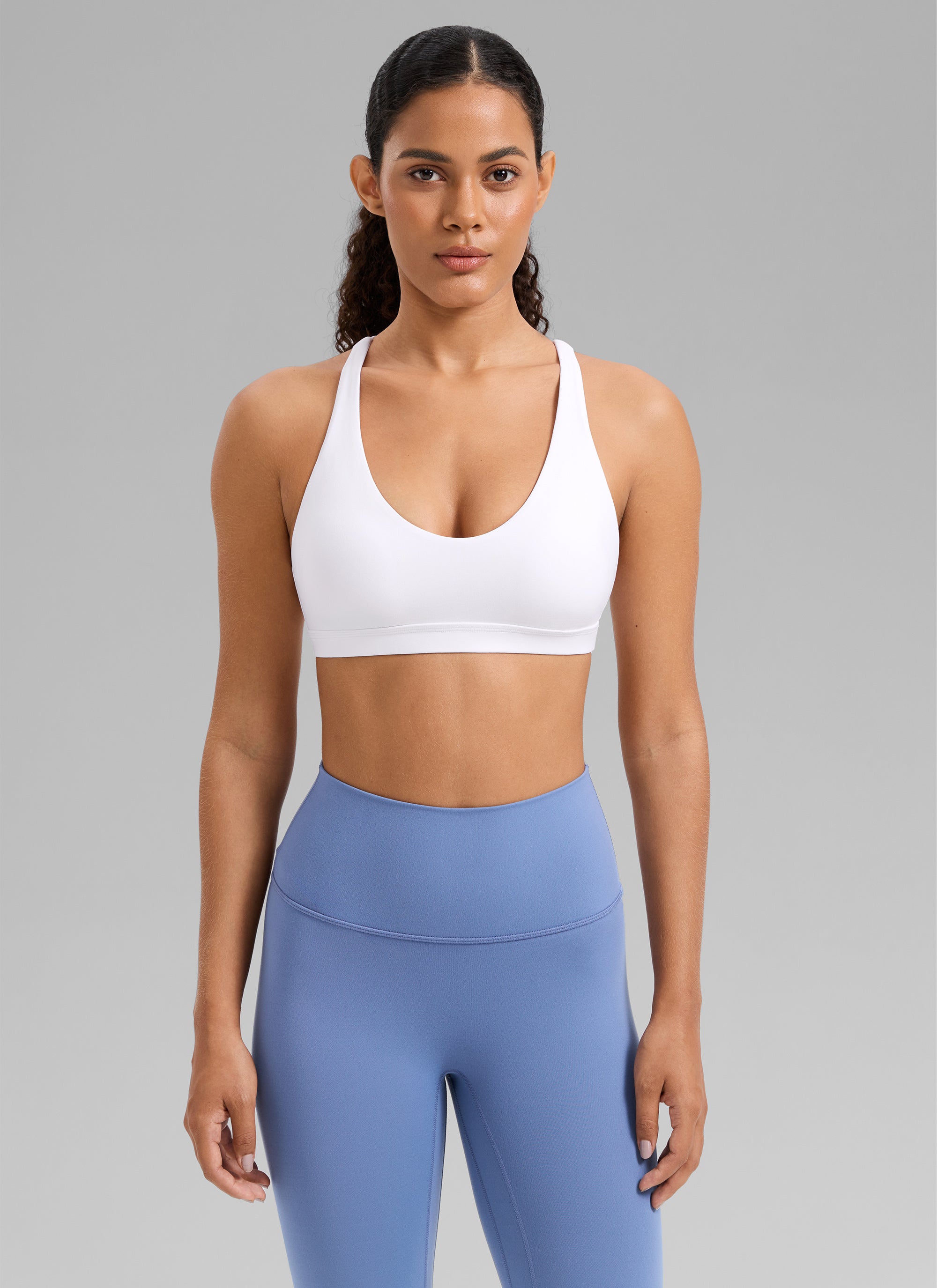 CRZ YOGA Sujetador Deportivo U-Cut con Espalda Cruzada para Mujer blanco