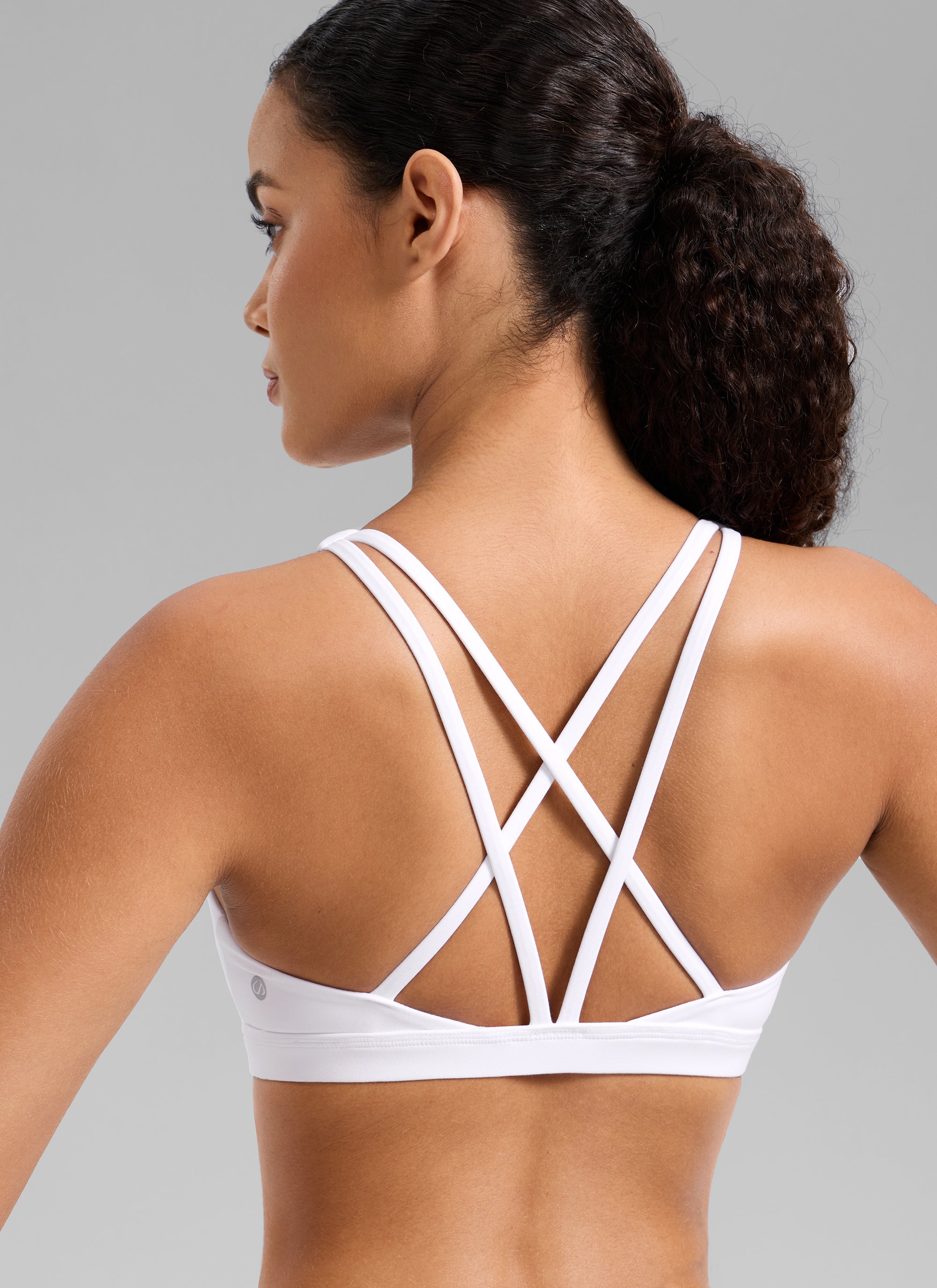 CRZ YOGA Sujetador Deportivo U-Cut con Espalda Cruzada para Mujer blanco