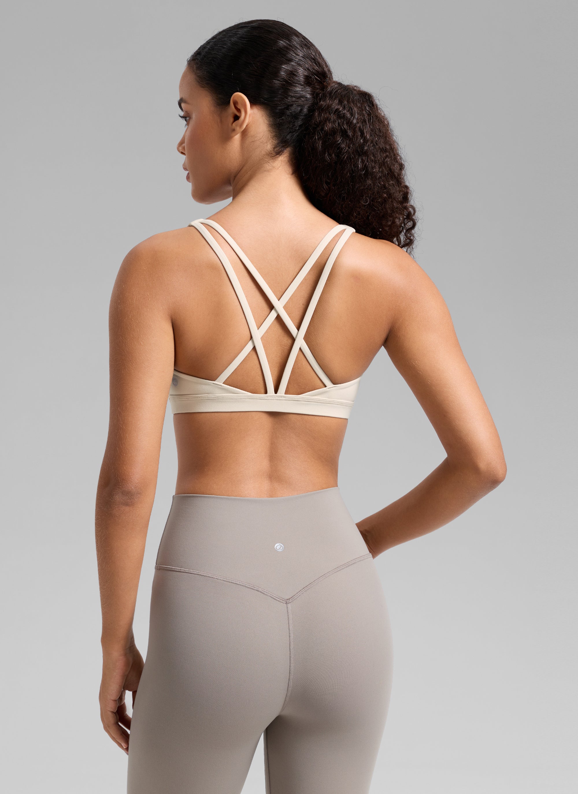 CRZ YOGA Sujetador Deportivo U-Cut con Espalda Cruzada para Mujer Bronceado Mojave