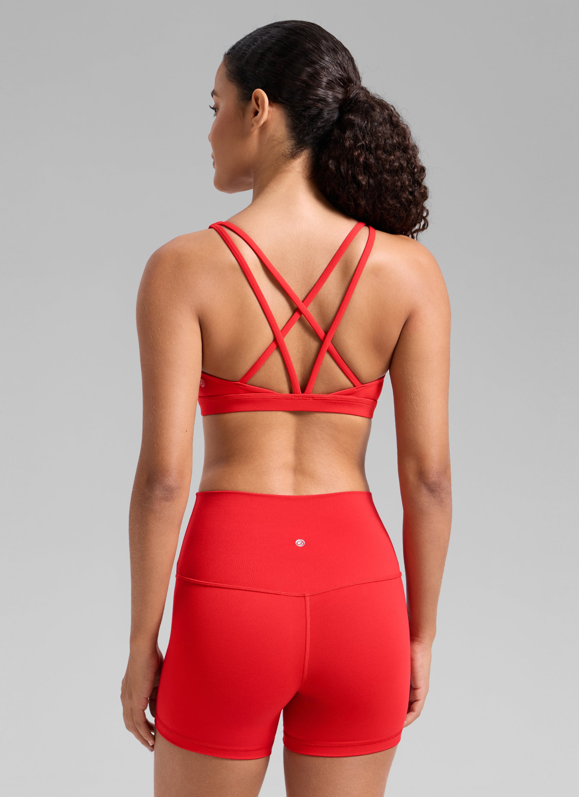 CRZ YOGA Sujetador Deportivo U-Cut con Espalda Cruzada para Mujer Rojo Profundo