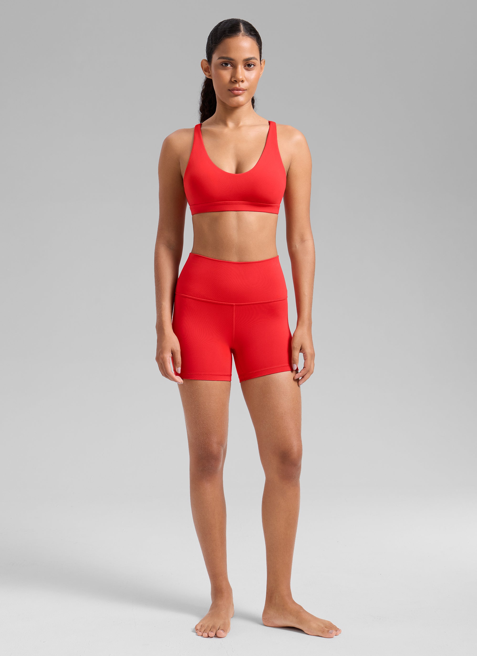 CRZ YOGA Sujetador Deportivo U-Cut con Espalda Cruzada para Mujer Rojo Profundo