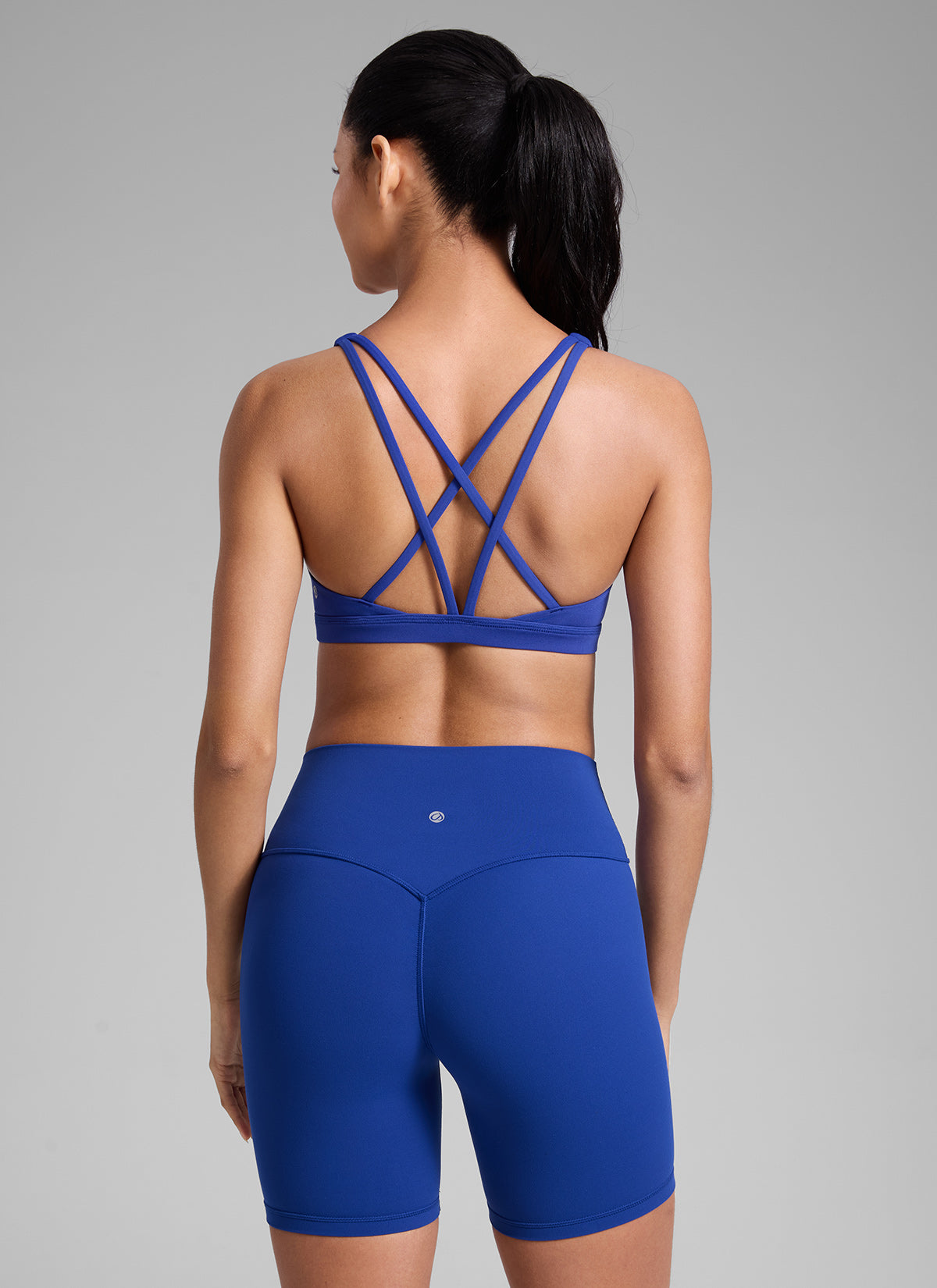 CRZ YOGA Sujetador Deportivo U-Cut con Espalda Cruzada para Mujer Azul Ondulante