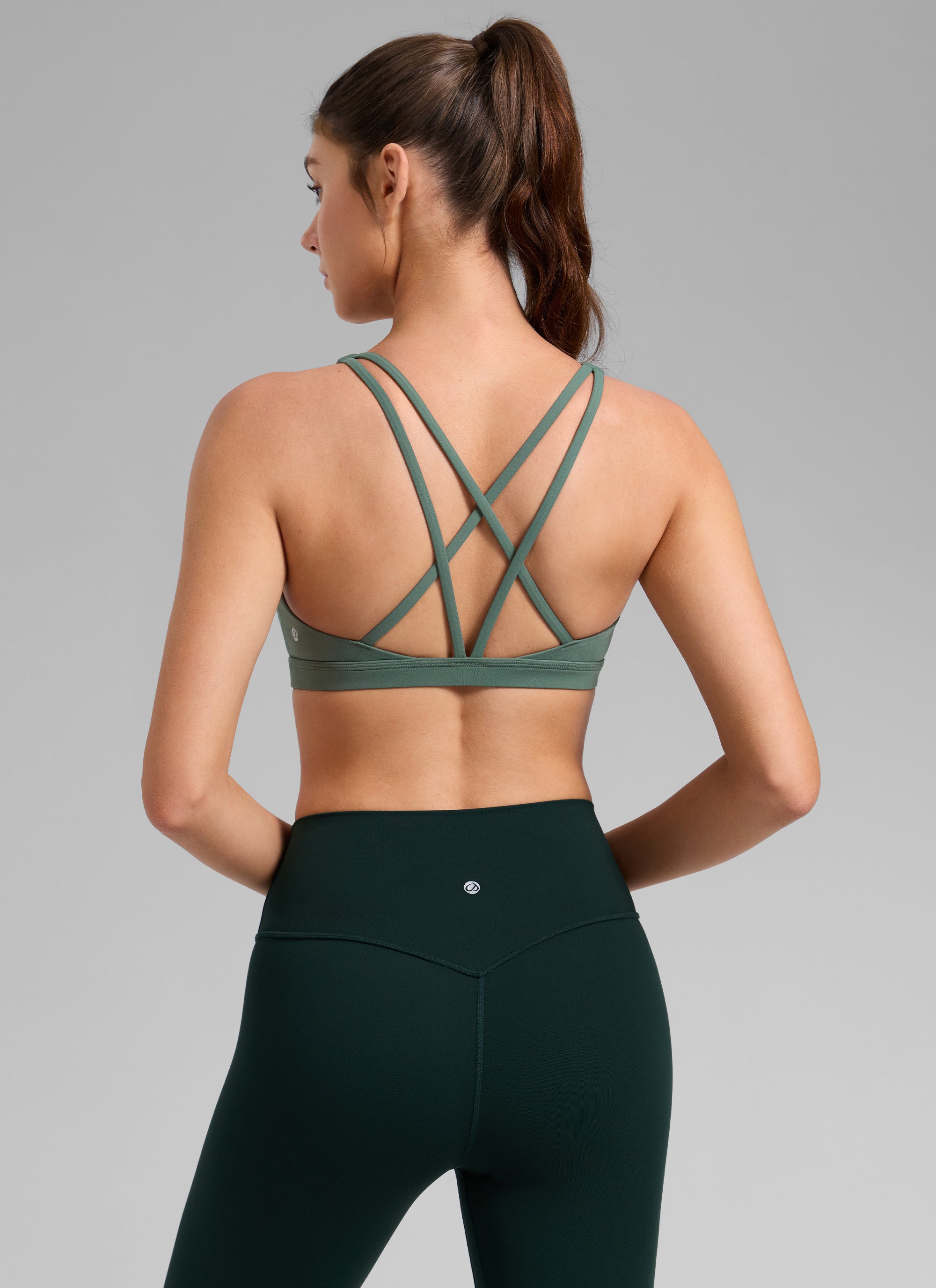 CRZ YOGA Sujetador Deportivo U-Cut con Espalda Cruzada para Mujer Verde Bosque Oscuro