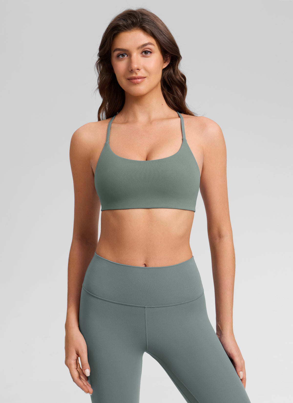 CRZ YOGA Sujetador Butterlift® Deportivo con Espalda en V para Mujer Salvia gris