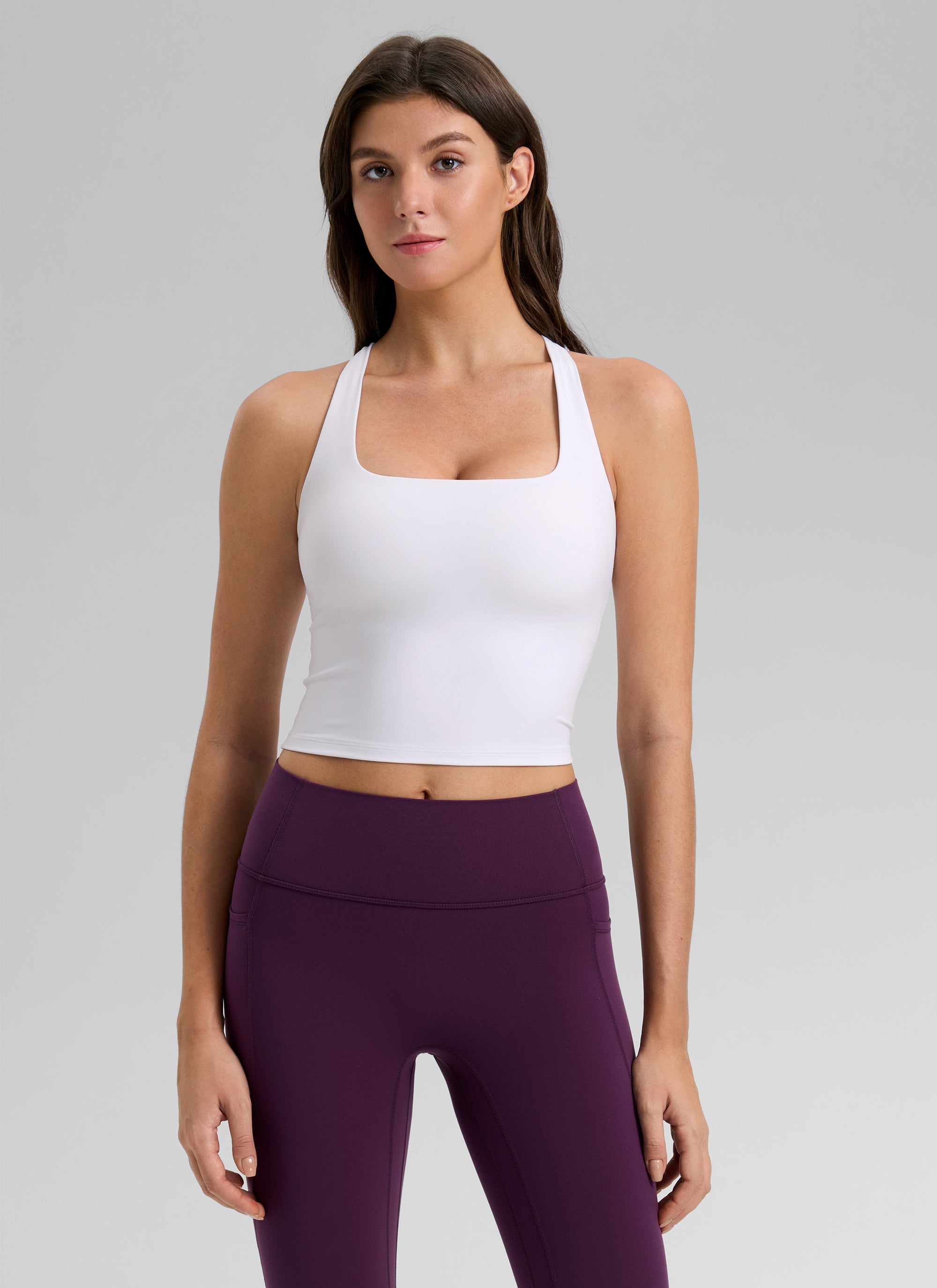 CRZ YOGA Mujer Butterlift Sujetador Racerback Corto para Yoga blanco