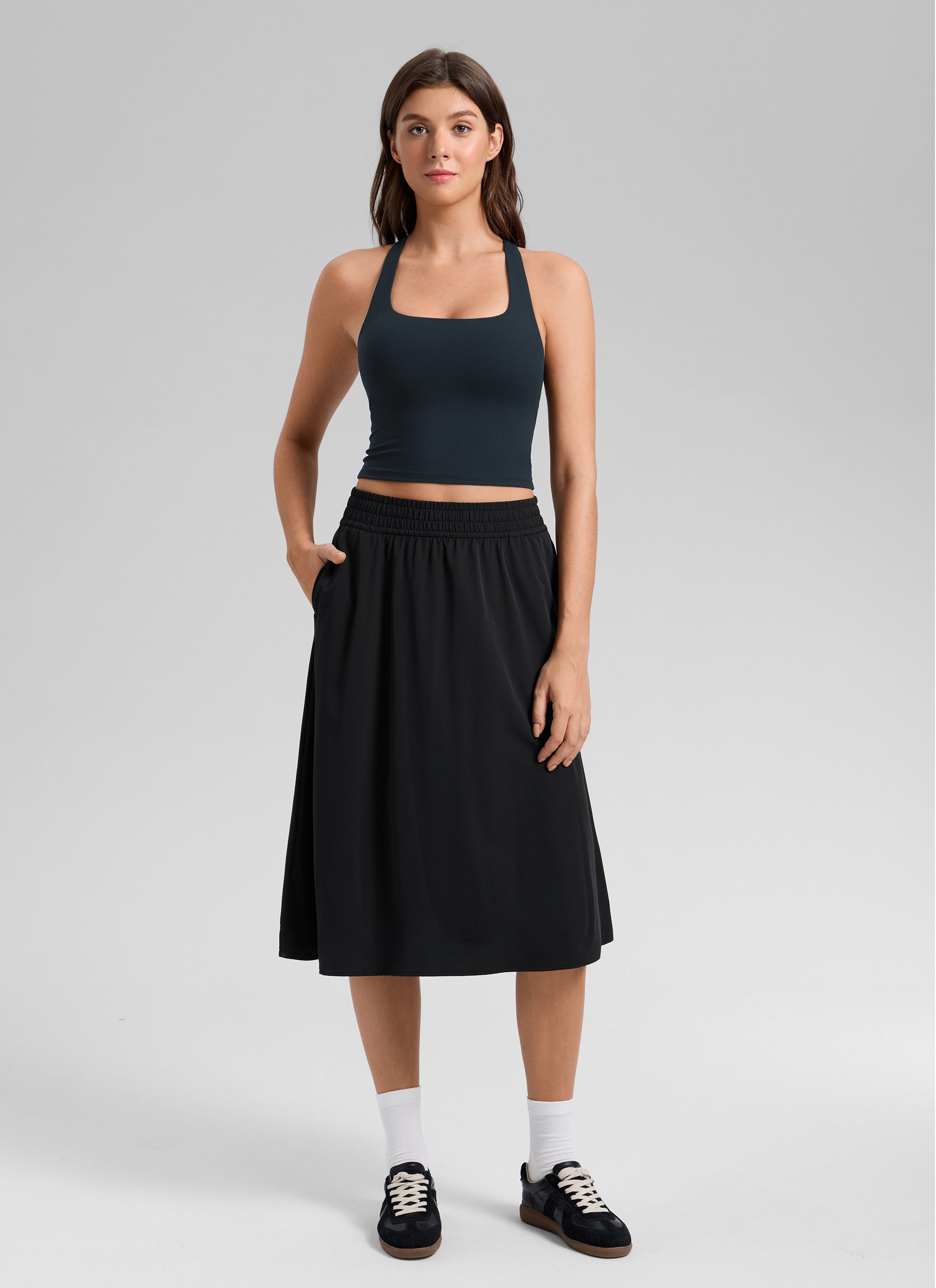 CRZ YOGA Mujer Butterlift Sujetador Racerback Corto para Yoga True Navy