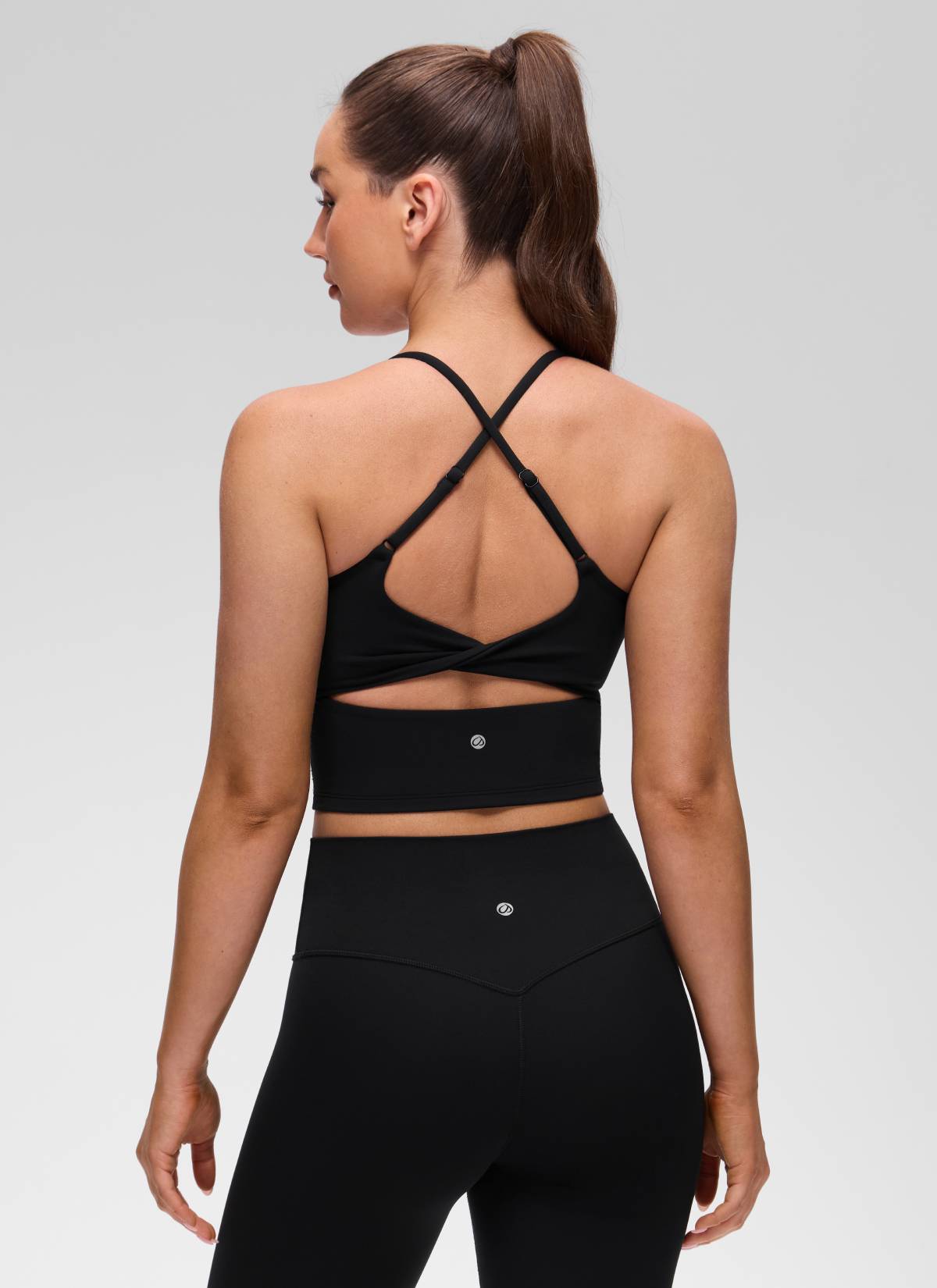 CRZ YOGA Mujer Butterluxe U Neck Twist Cross Espalda con Sujetador Negro