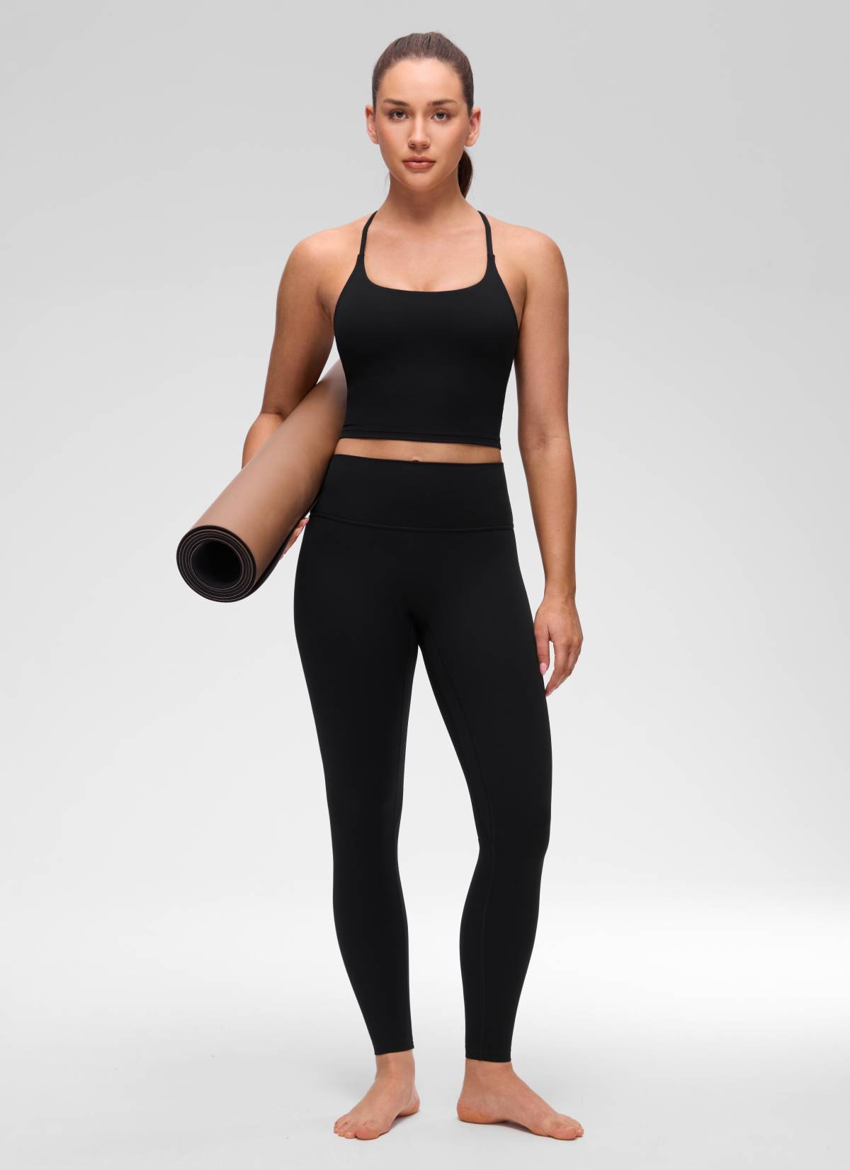 CRZ YOGA Mujer Butterluxe U Neck Twist Cross Espalda con Sujetador Negro