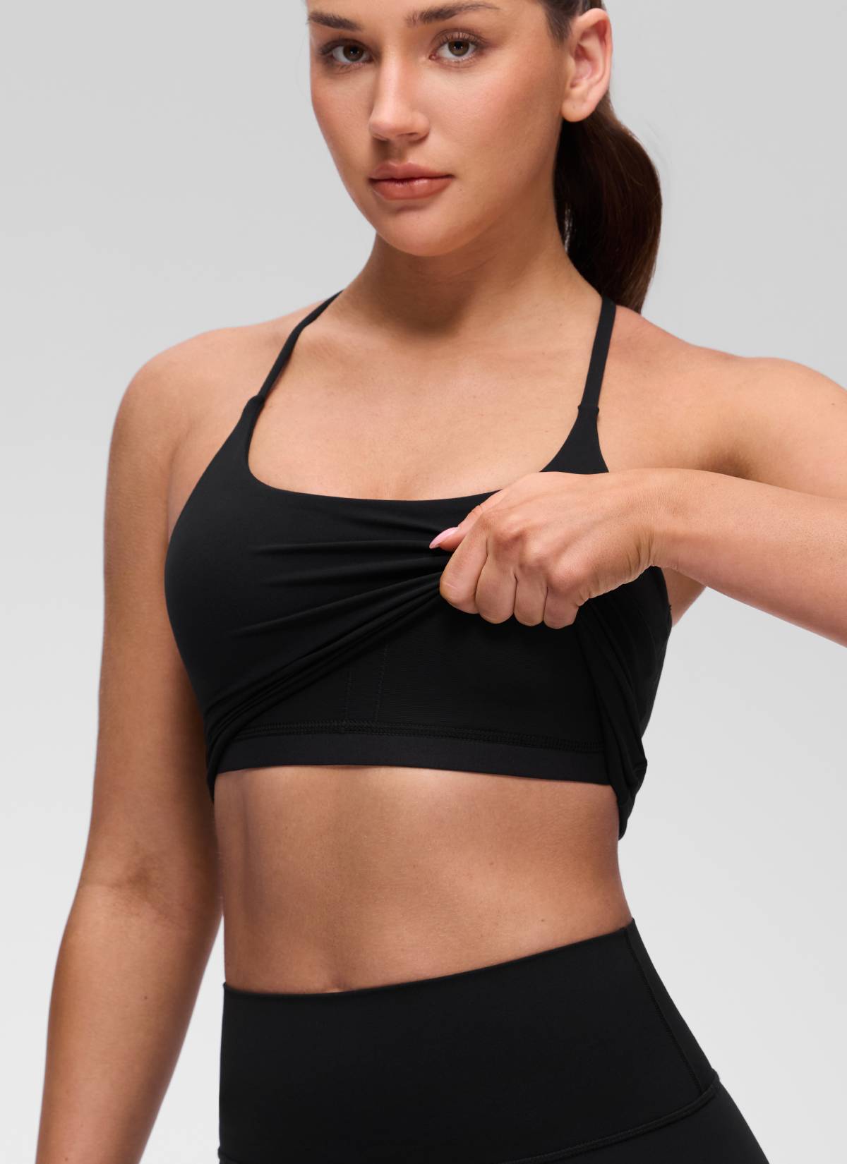CRZ YOGA Mujer Butterluxe U Neck Twist Cross Espalda con Sujetador Negro