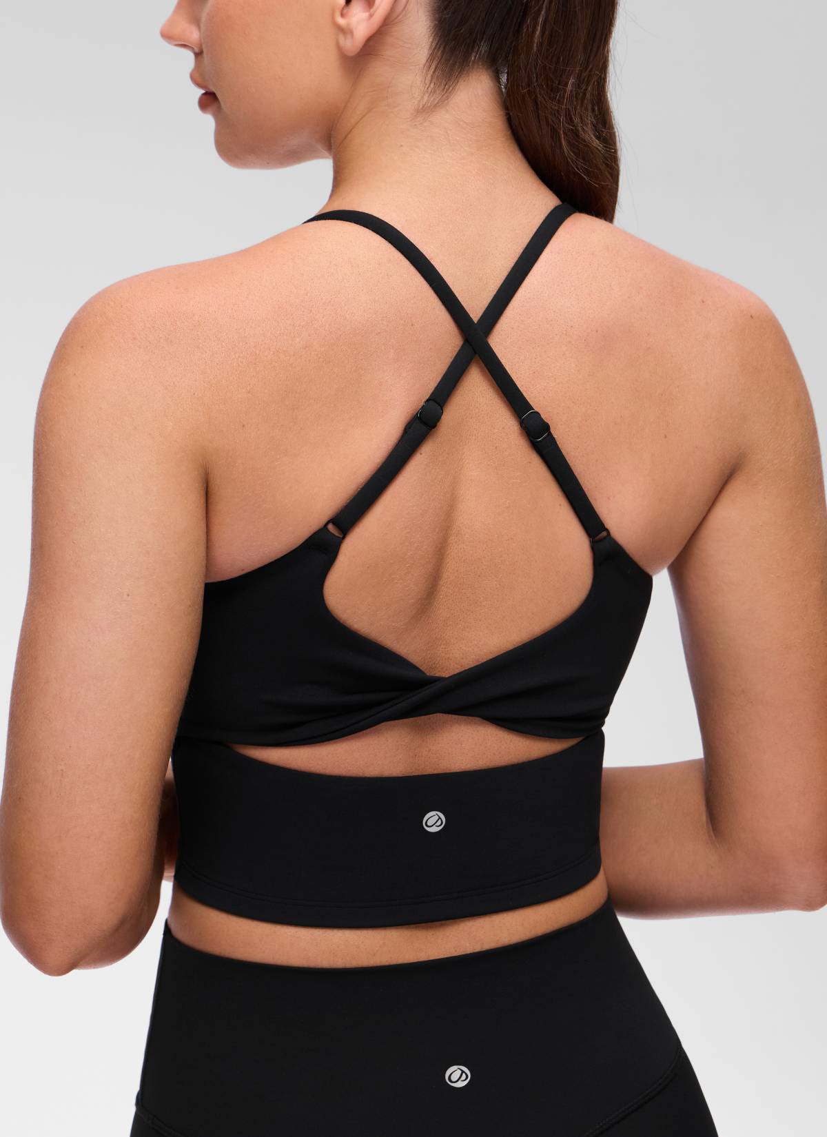 CRZ YOGA Mujer Butterluxe U Neck Twist Cross Espalda con Sujetador Negro