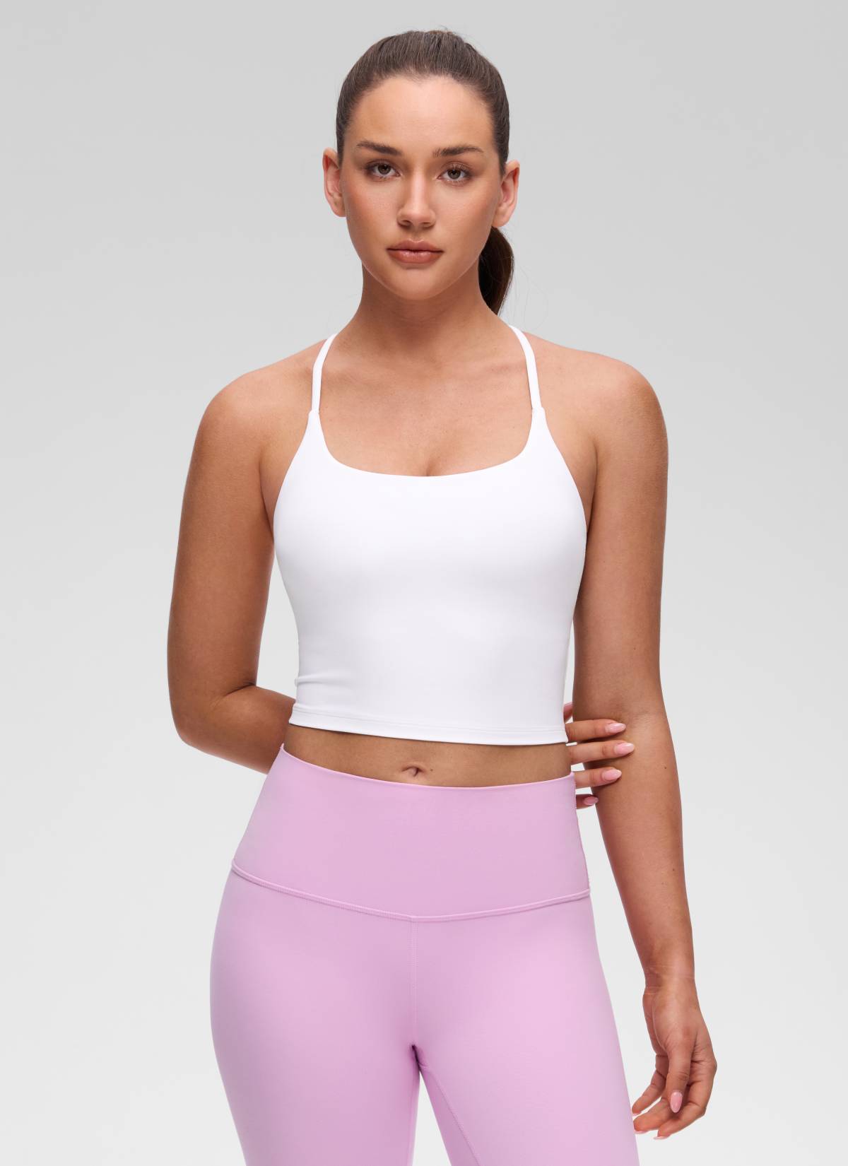 CRZ YOGA Mujer Butterluxe U Neck Twist Cross Espalda con Sujetador blanco
