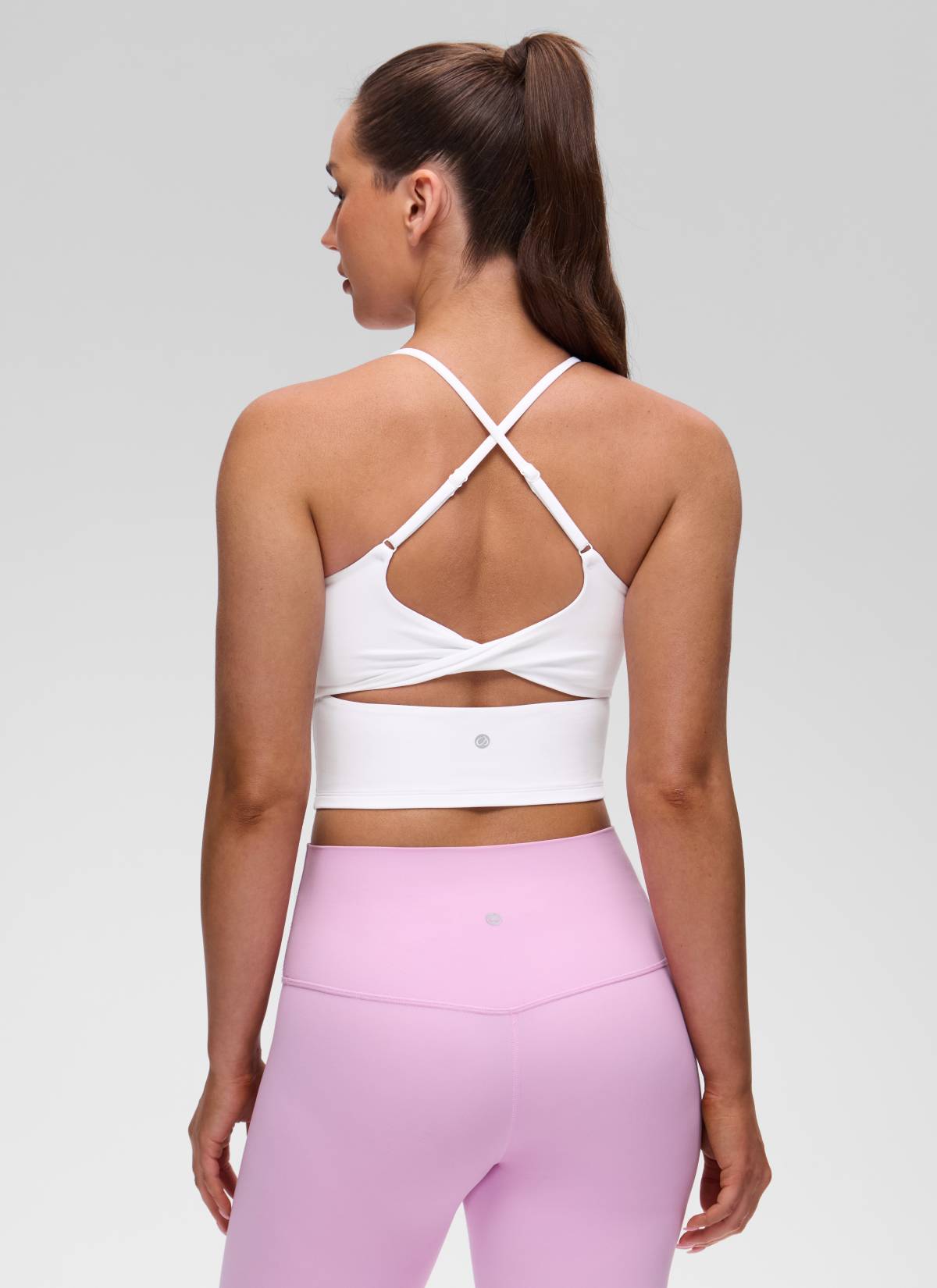 CRZ YOGA Mujer Butterluxe U Neck Twist Cross Espalda con Sujetador blanco