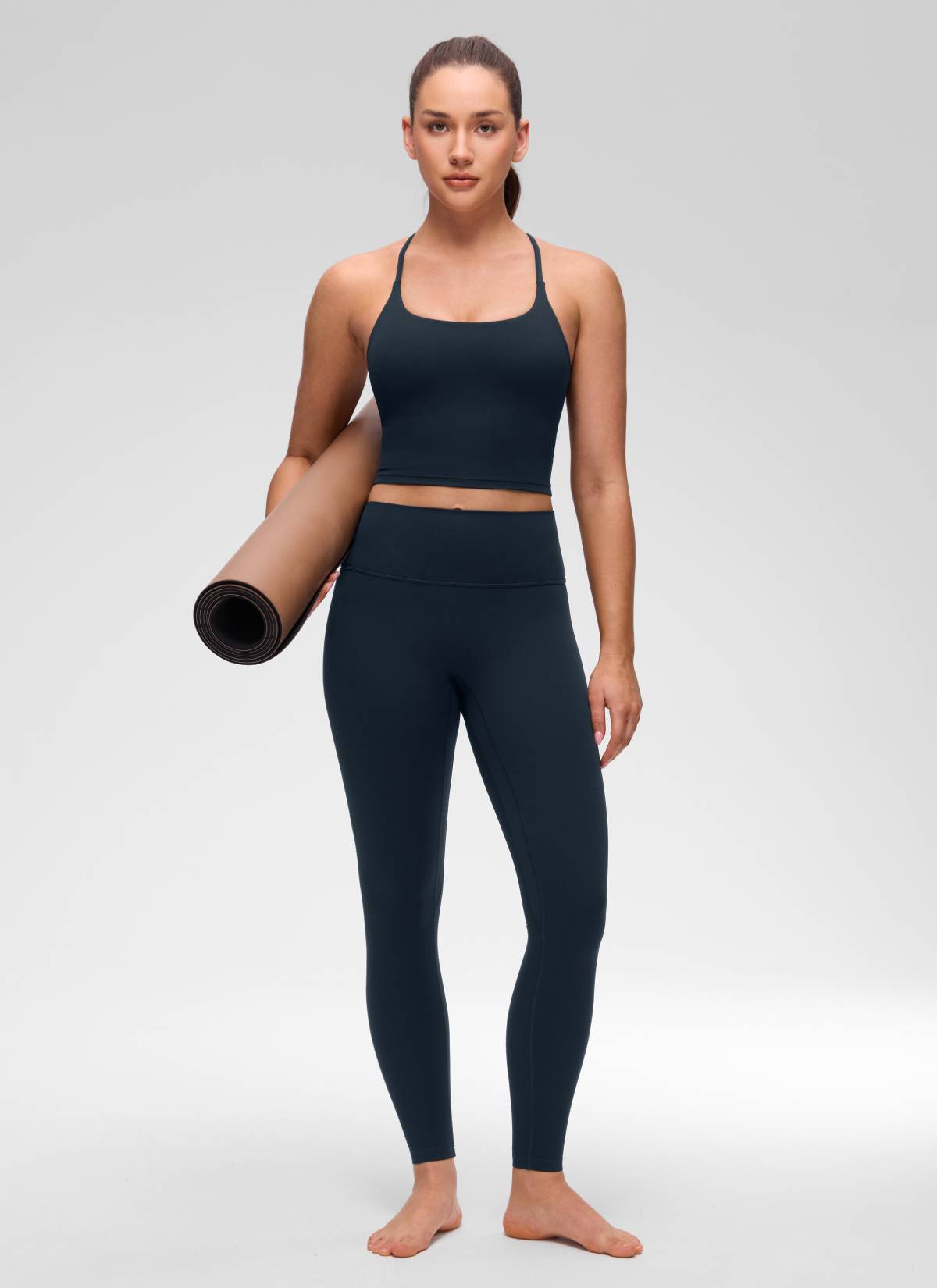CRZ YOGA Mujer Butterluxe U Neck Twist Cross Espalda con Sujetador True Navy