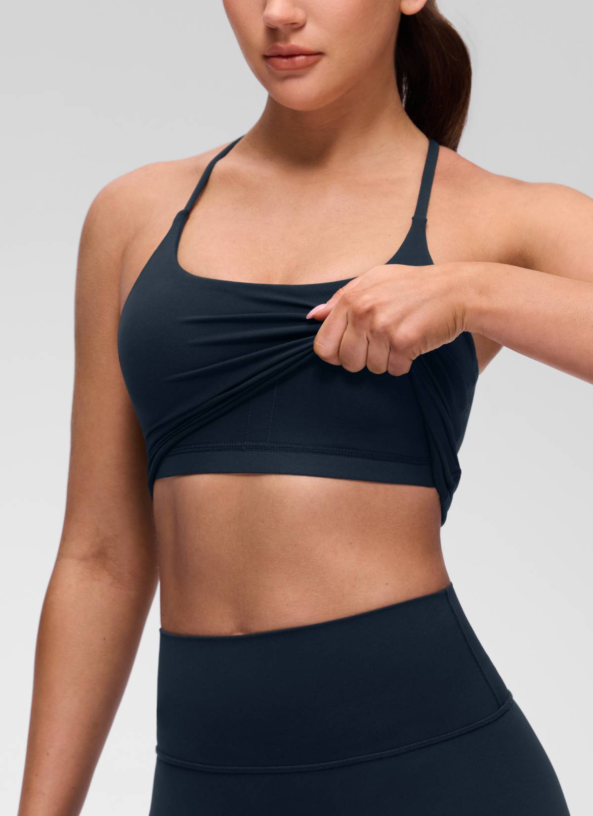 CRZ YOGA Mujer Butterluxe U Neck Twist Cross Espalda con Sujetador True Navy