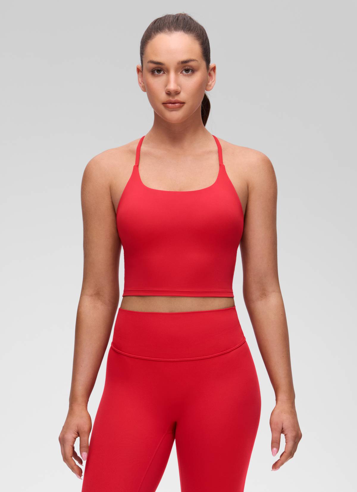 CRZ YOGA Mujer Butterluxe U Neck Twist Cross Espalda con Sujetador Rojo Aurora