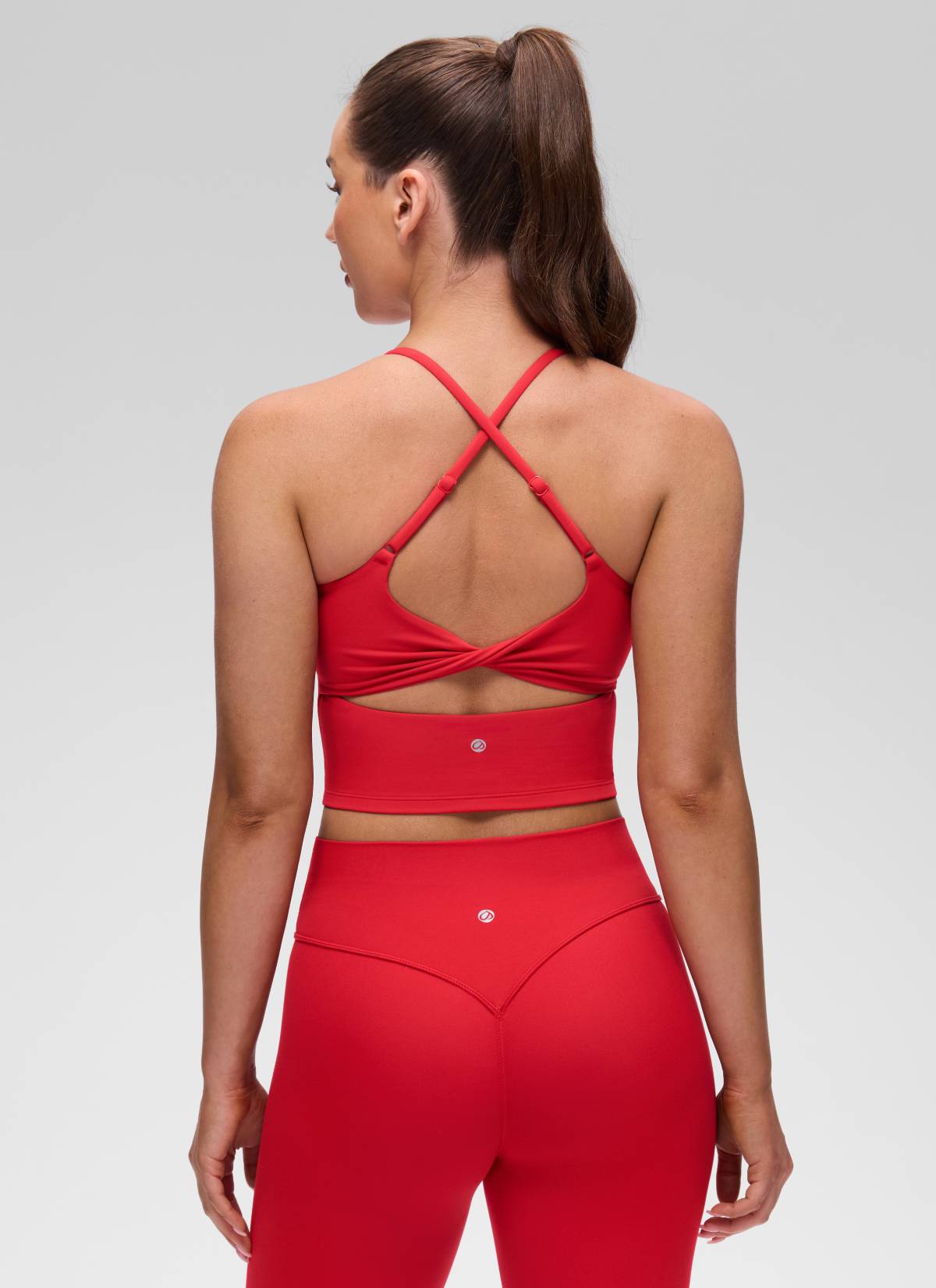 CRZ YOGA Mujer Butterluxe U Neck Twist Cross Espalda con Sujetador Rojo Aurora