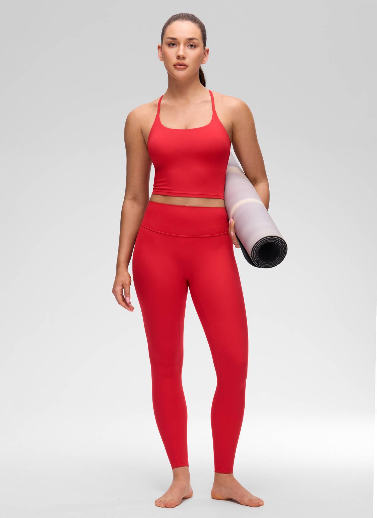 CRZ YOGA Mujer Butterluxe U Neck Twist Cross Espalda con Sujetador Rojo Aurora