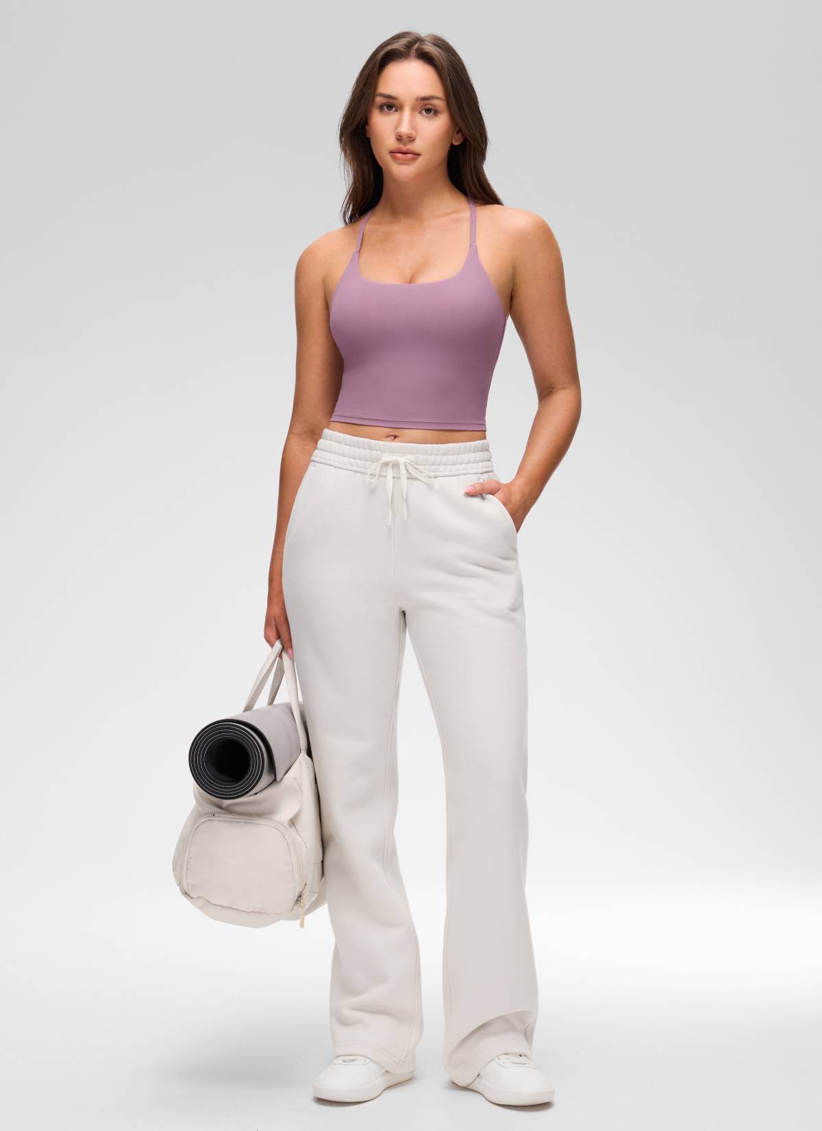 CRZ YOGA Mujer Butterluxe U Neck Twist Cross Espalda con Sujetador Lavanda claro