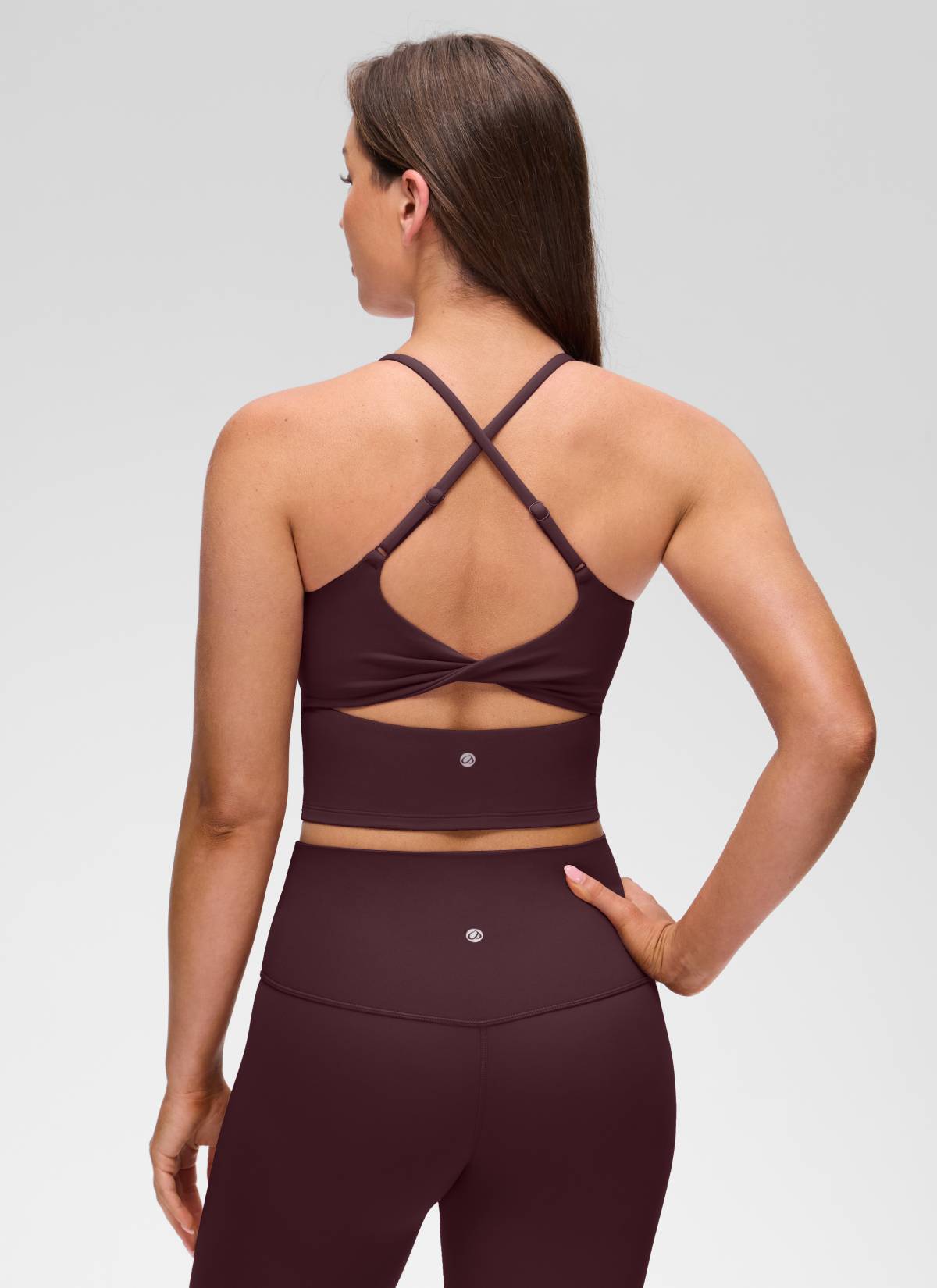 CRZ YOGA Mujer Butterluxe U Neck Twist Cross Espalda con Sujetador Ciruela madura