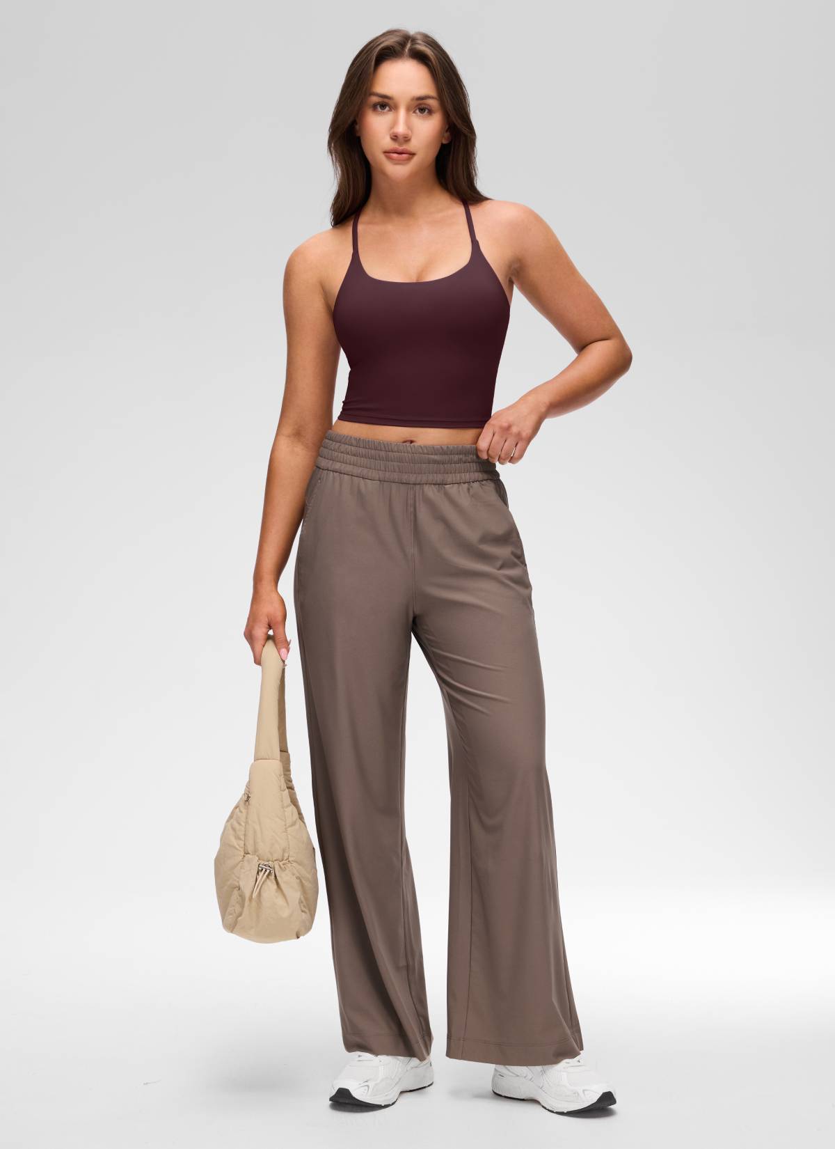 CRZ YOGA Mujer Butterluxe U Neck Twist Cross Espalda con Sujetador Ciruela madura