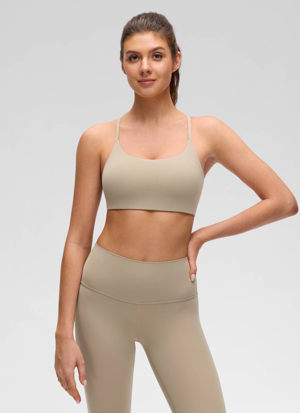 CRZ YOGA Sujetador Butterluxe con Espalda Cruzada para Mujer Roble