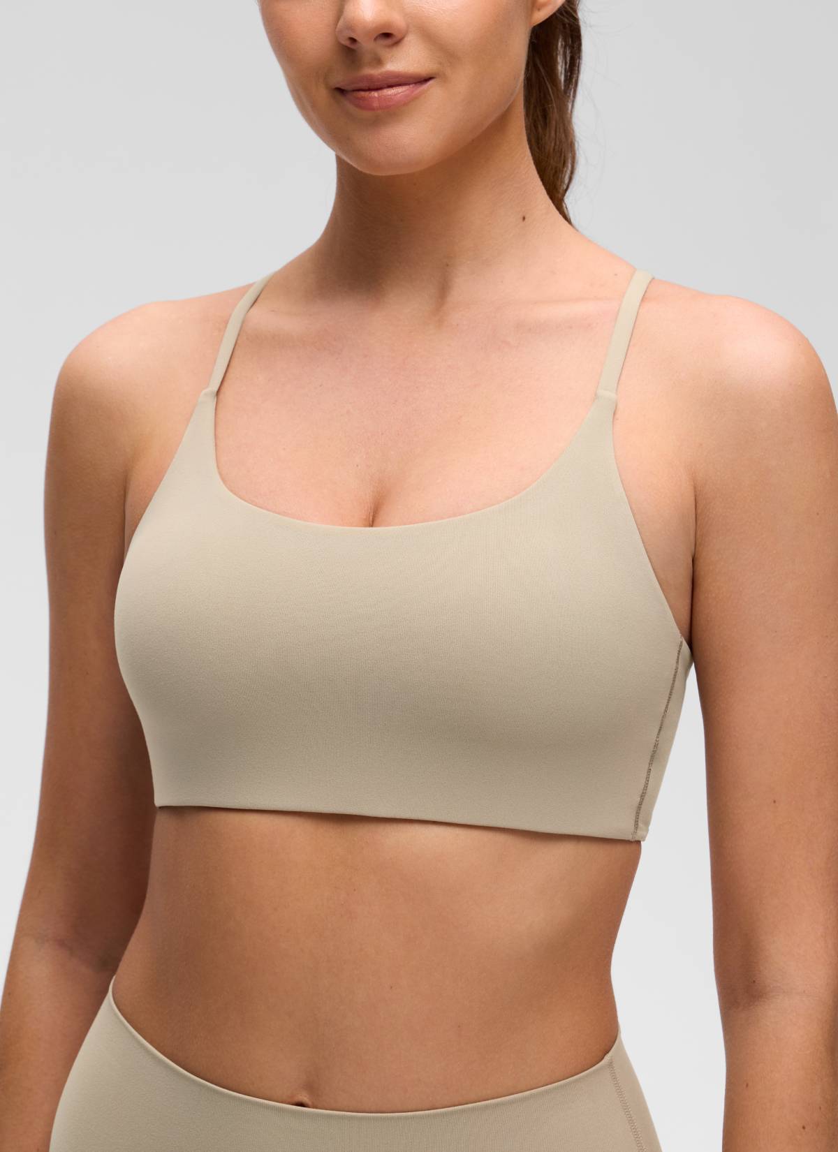 CRZ YOGA Sujetador Butterluxe con Espalda Cruzada para Mujer Roble