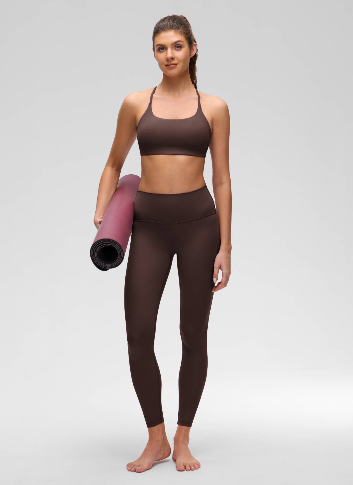 CRZ YOGA Sujetador Butterluxe con Espalda Cruzada para Mujer Marrón Fudge Caliente