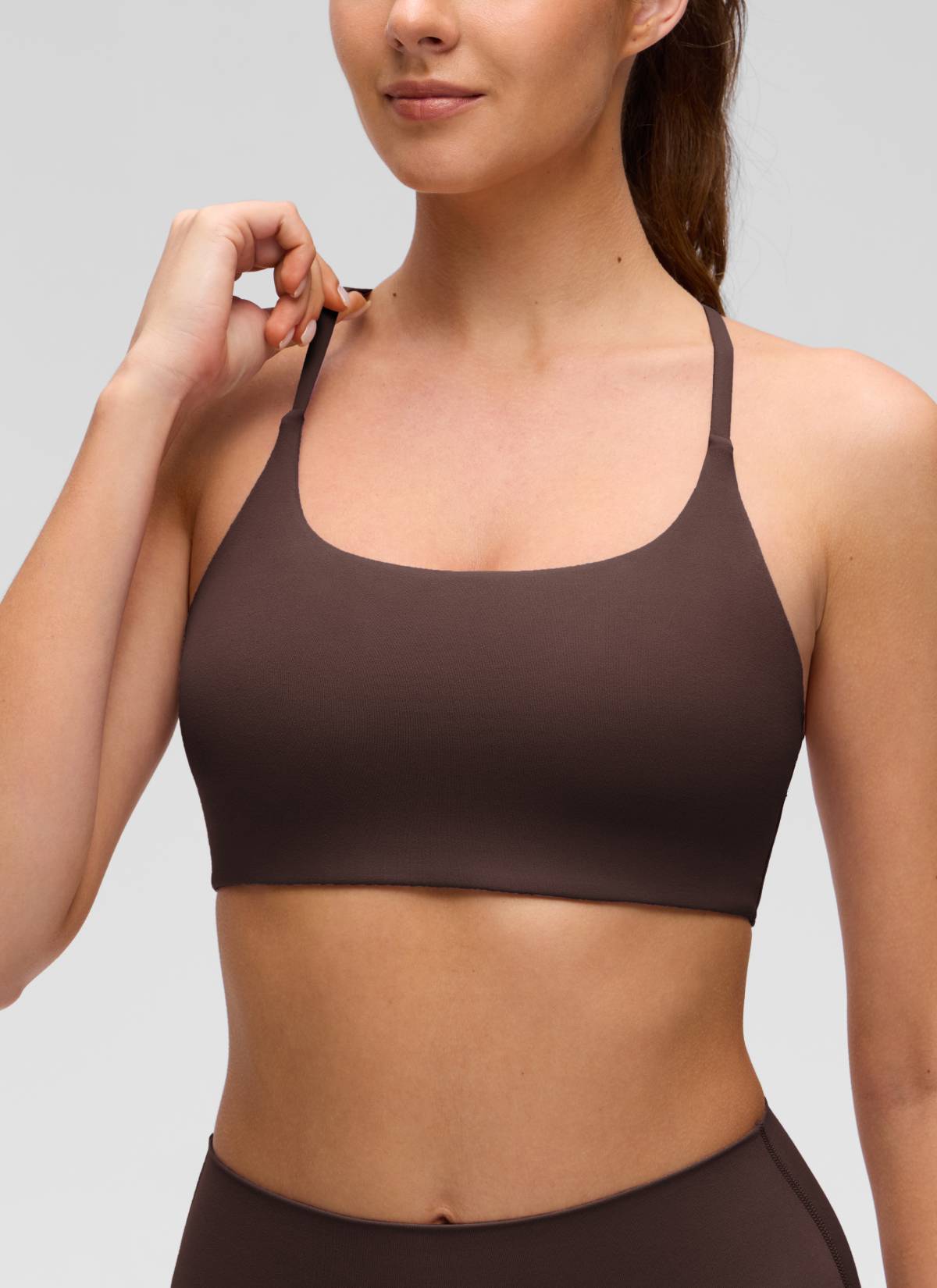 CRZ YOGA Sujetador Butterluxe con Espalda Cruzada para Mujer Marrón Fudge Caliente