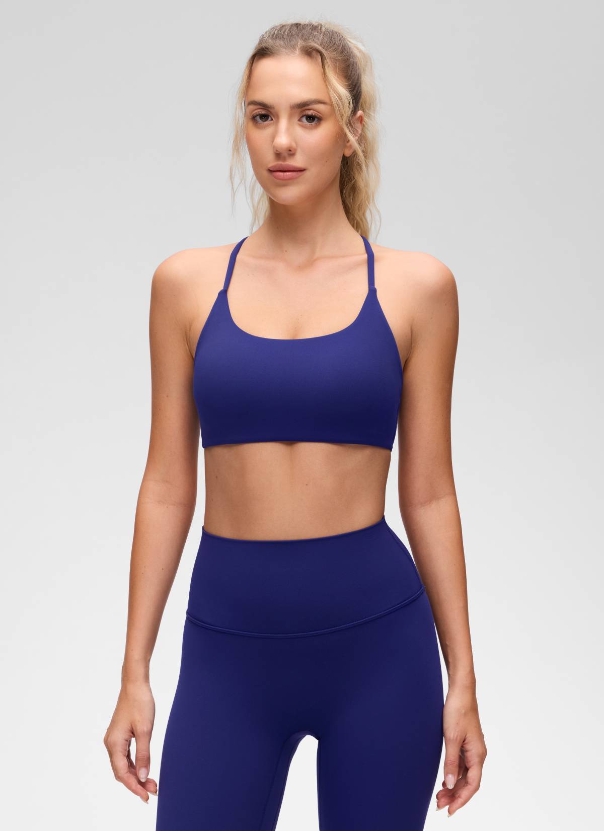 CRZ YOGA Sujetador Butterluxe con Espalda Cruzada para Mujer Larkspur Azul