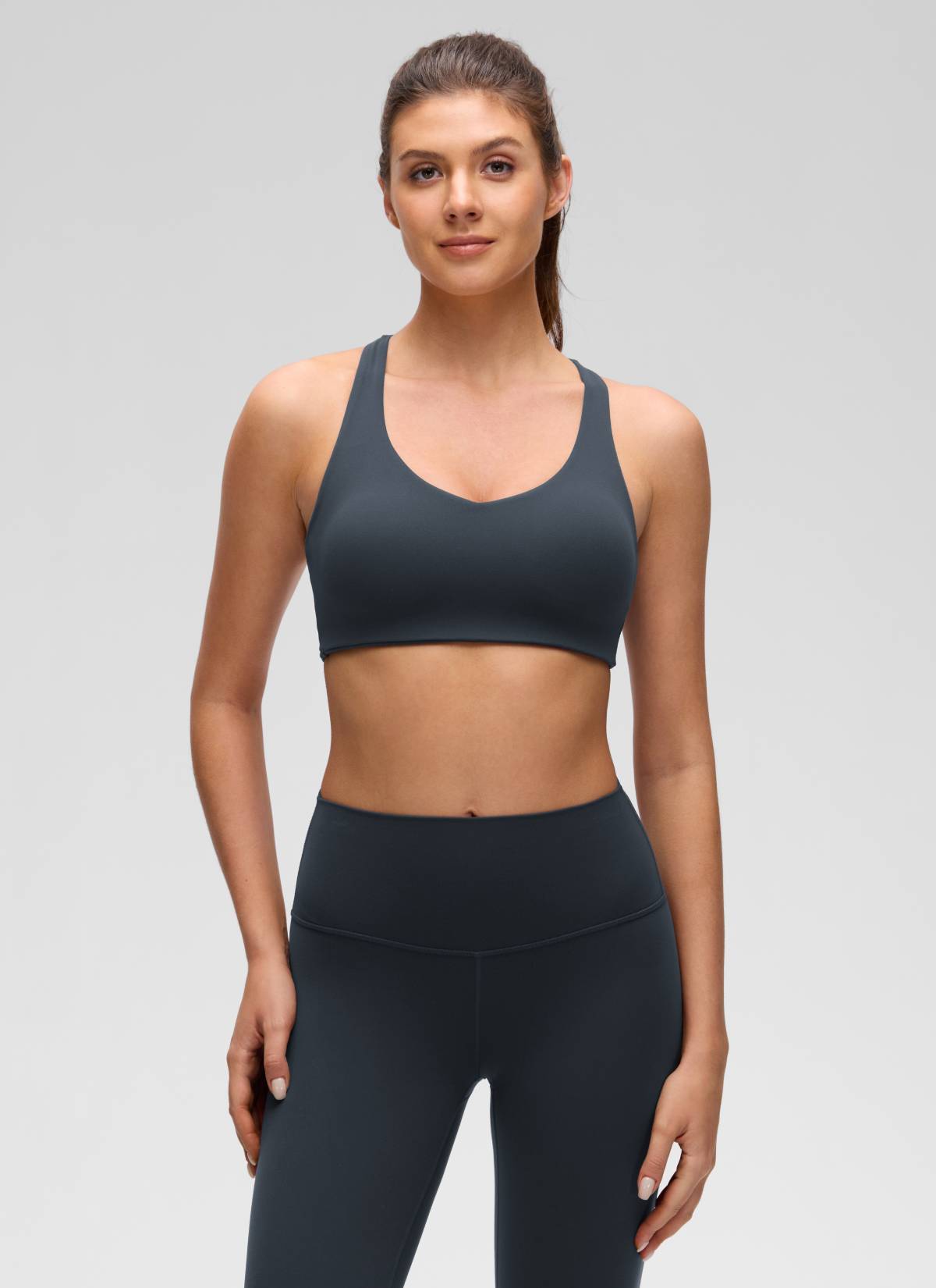 CRZ YOGA Mujer Sujetador Deportivo Butterluxe con Escote en V y Tiras True Navy