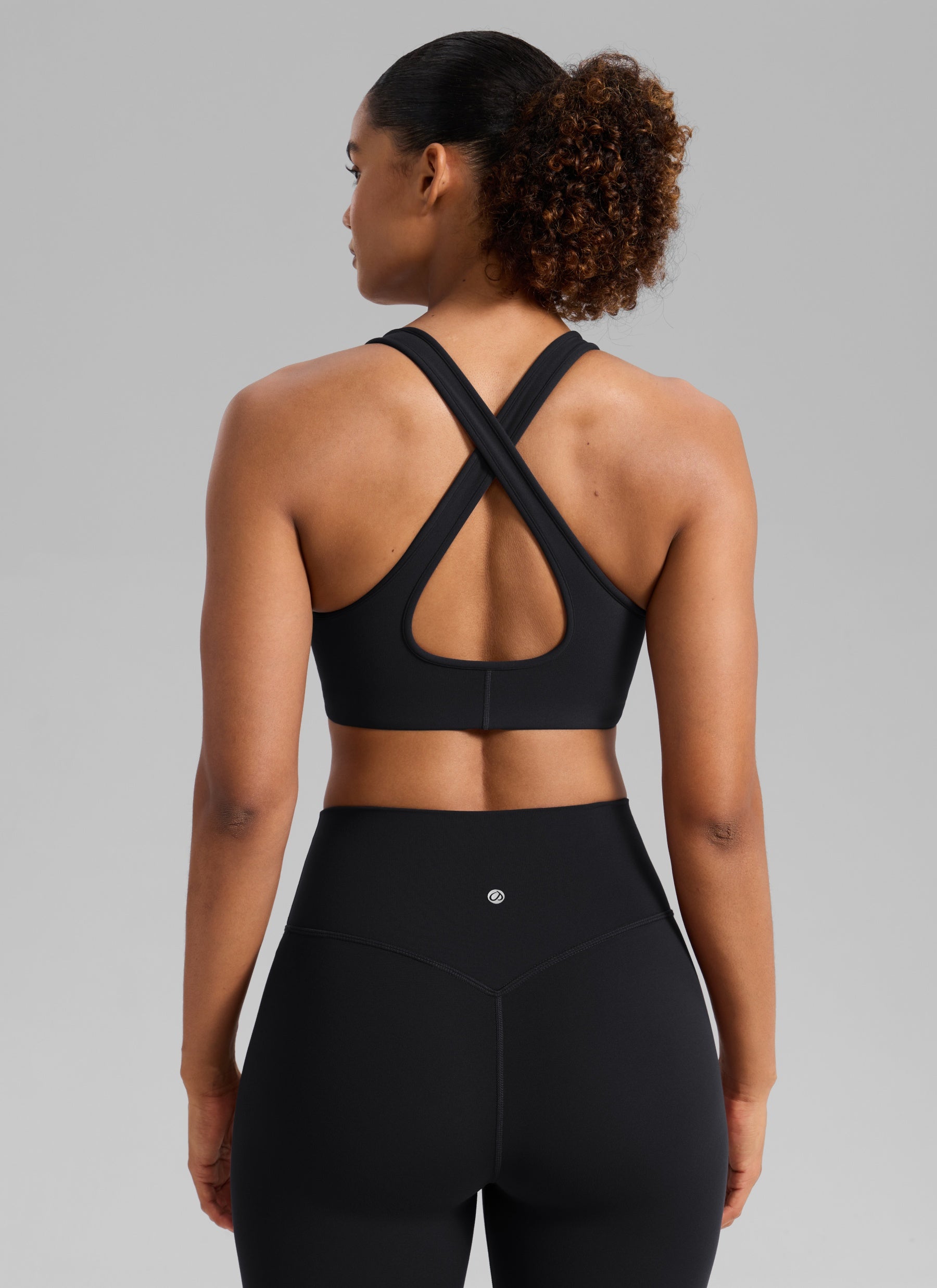 CRZ YOGA Women Butterlift® Sujetador Espalda Cruzada Tirantes Anchos Negro