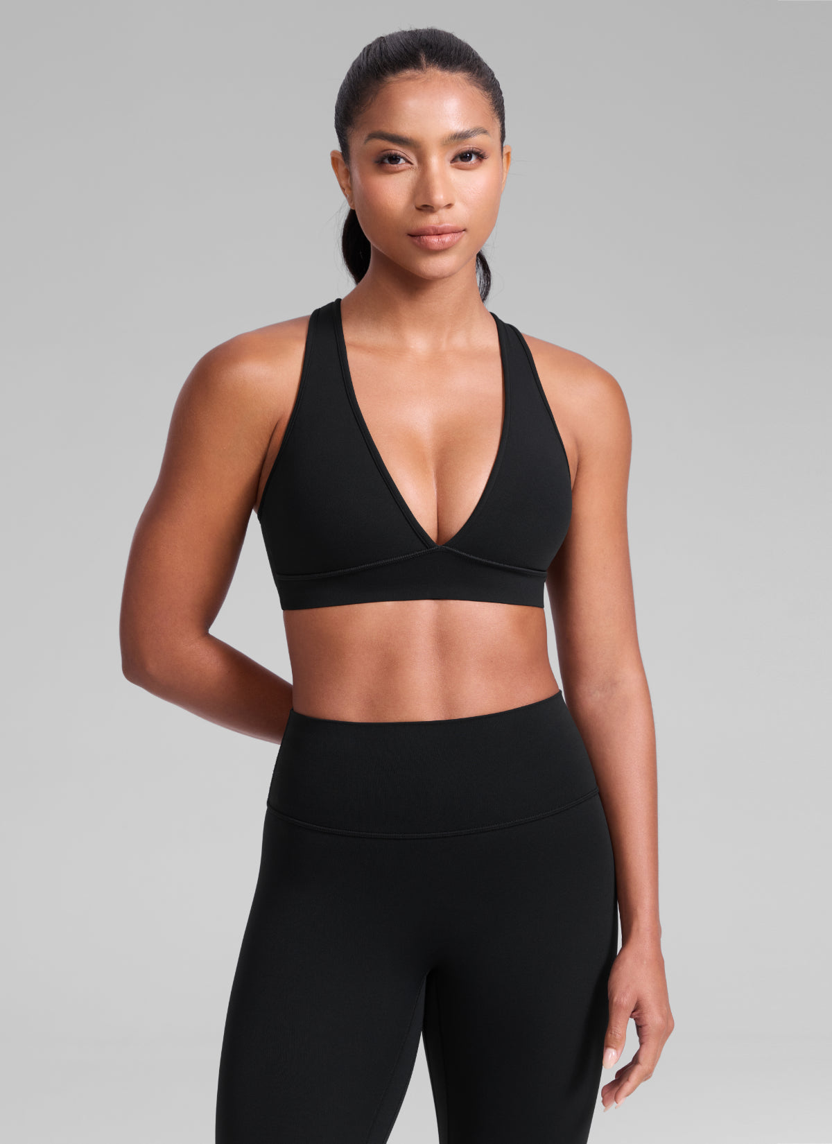 CRZ YOGA Women Butterlift® Sujetador Espalda Cruzada Tirantes Anchos Negro